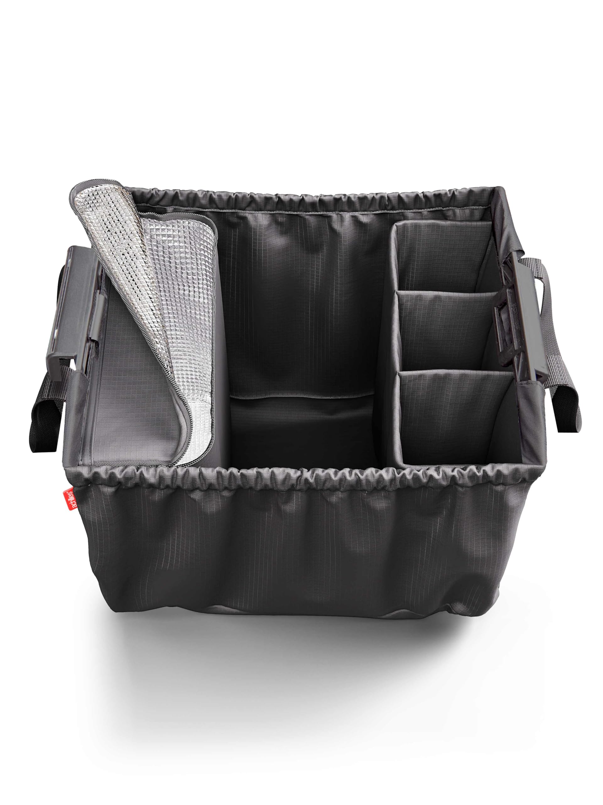 achilles Borsa Spesa Stoffa Pieghevole con Scomparto Raffreddamento e Porta Bottiglie - 40L Grande Shopping Bag - Nero - 54x35x39 cm