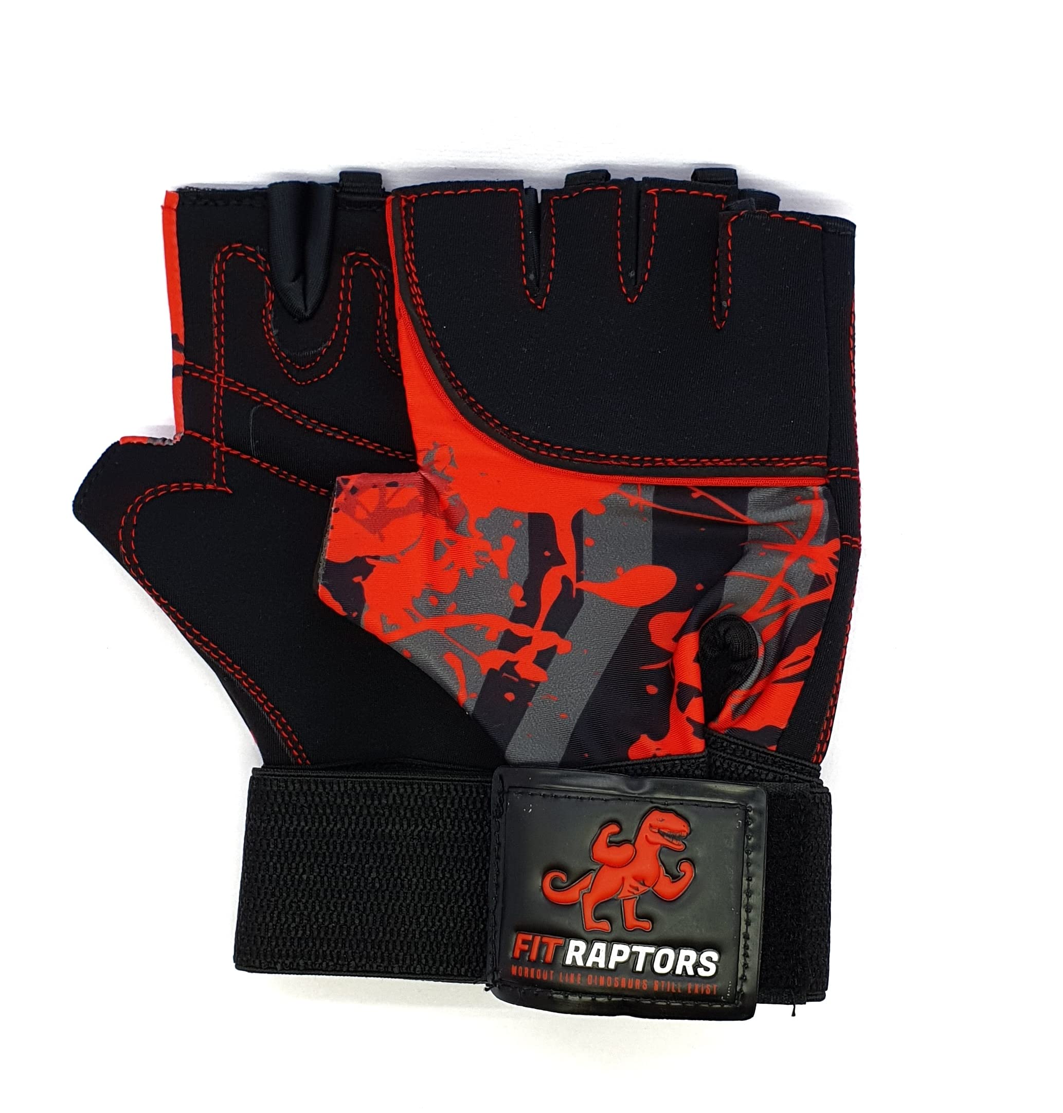 FitRaptors Abstract Gym Crossfit Workout Gloves with Wrist Support, Elastic and Velcro for Better Workout Stability and Grip (Red) (B0BNQC5C98) Amazon Price History, Amazon Price Tracker