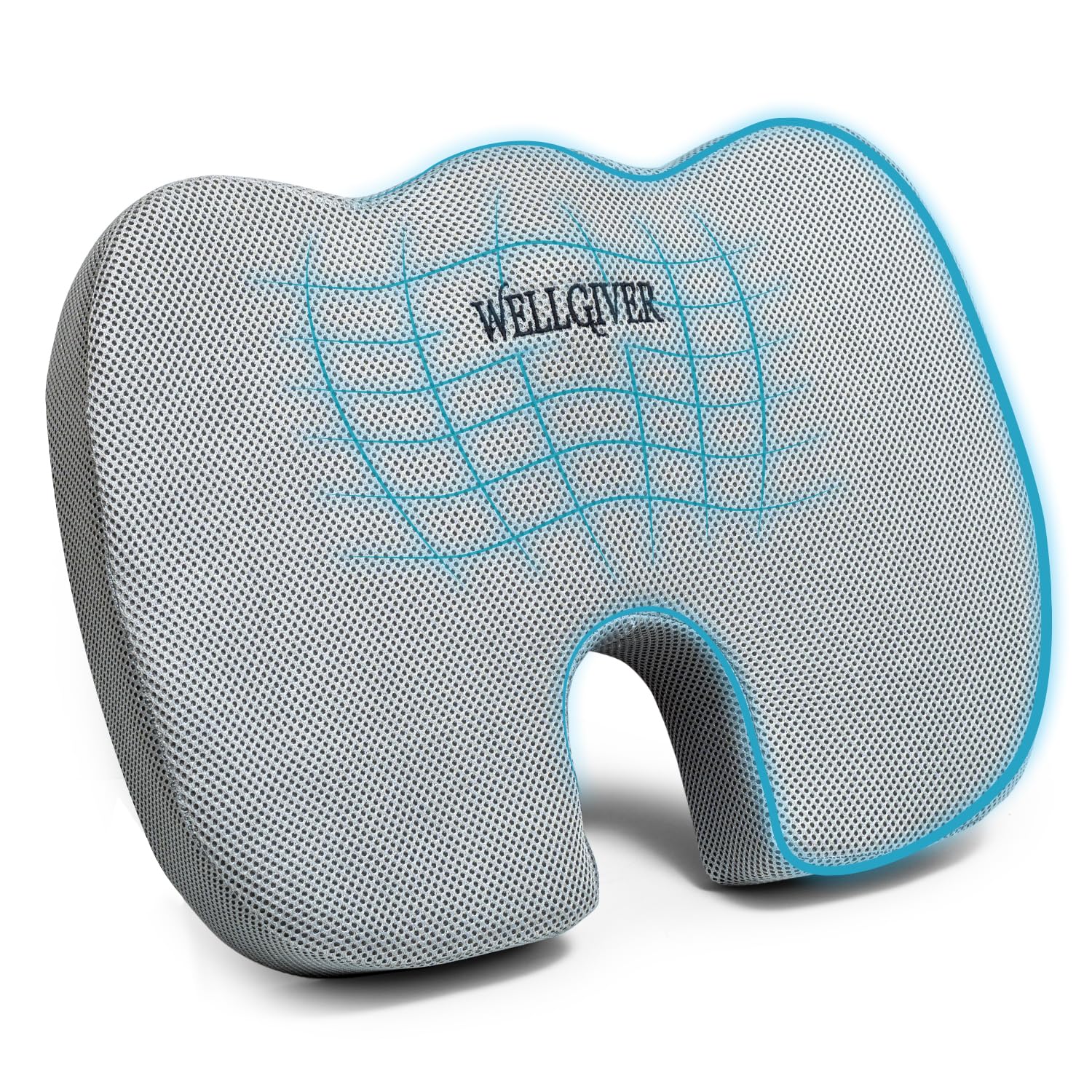 WELLGIVER PosturePro Memory Foam Coccyx Seat Cushion for Tailbone Pain (Mesh-Grey, Coccyx Seat - Gel Memory Foam) (B0C2MQL18G) Amazon Price History, Amazon Price Tracker