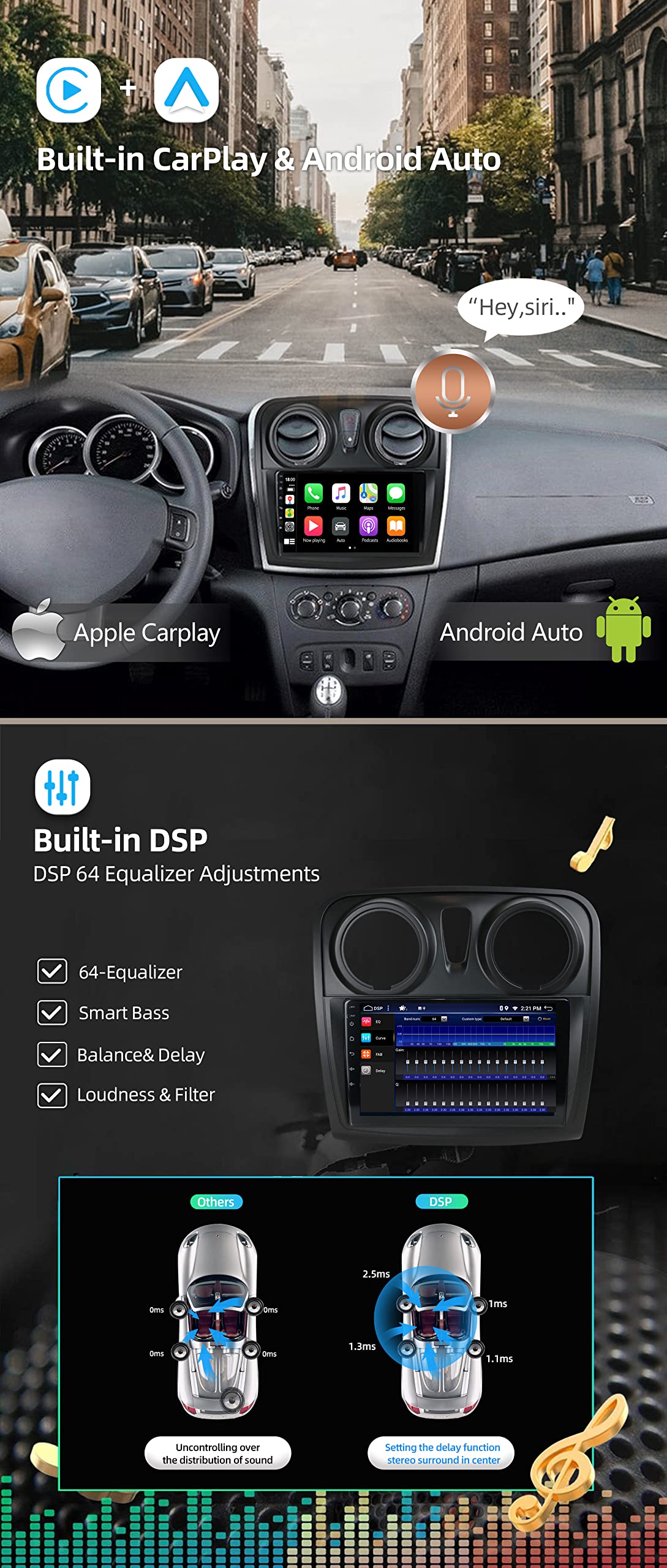 JOYX - [6G+128G] - Android 15 IPS Autoradio para Dacia - Sandero (2012-2017) - Inalámbrico CarPlay/Android Auto - Cámara & Mic - 9 Pulgada 2 DIN - DSP Dab WLAN Volante 360-Cámara Fast-Boot AHD-CAM 4G