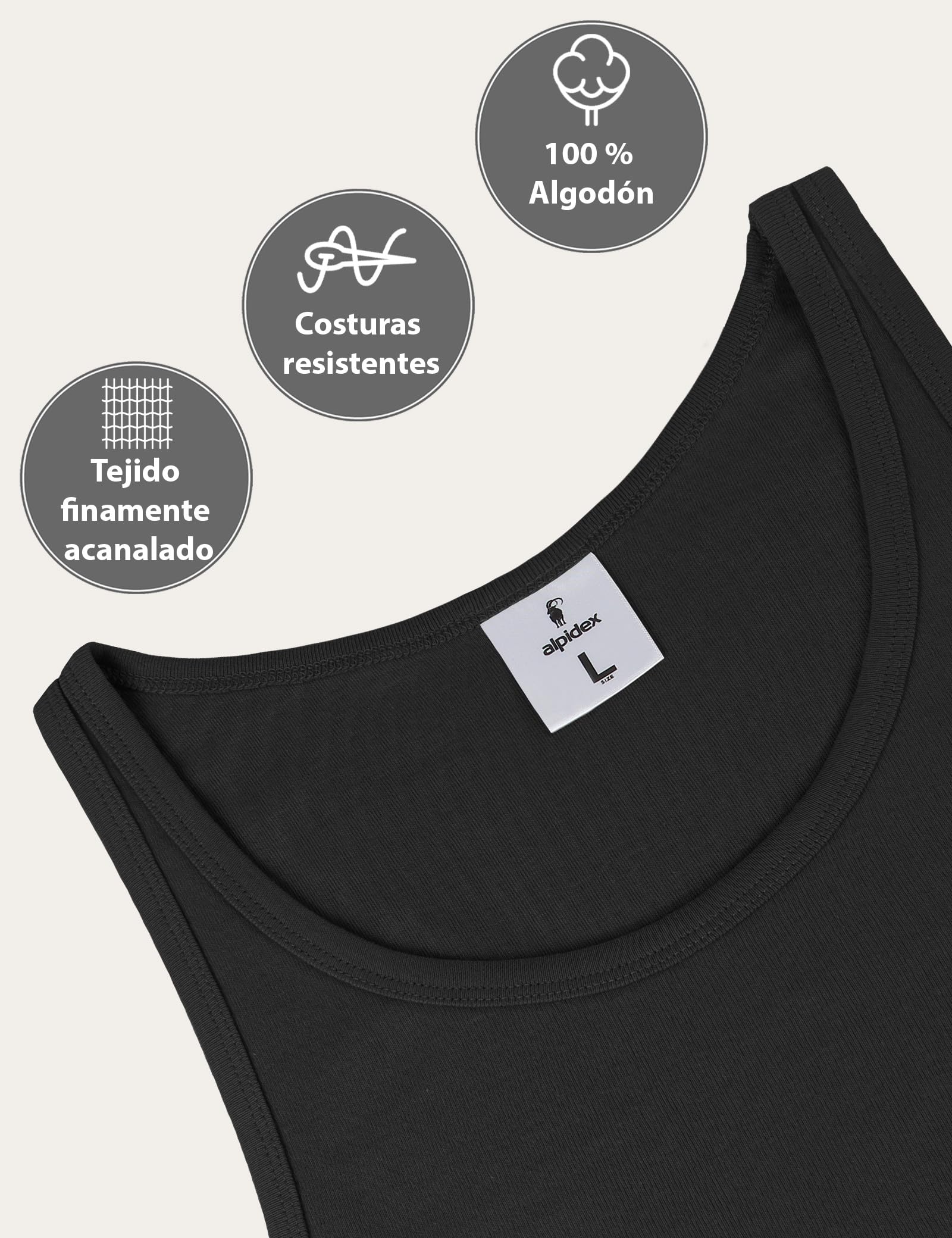 ALPIDEX Pack de 5 Camiseta de Tirantes para Hombre 100% Algodón Camisetas Interior