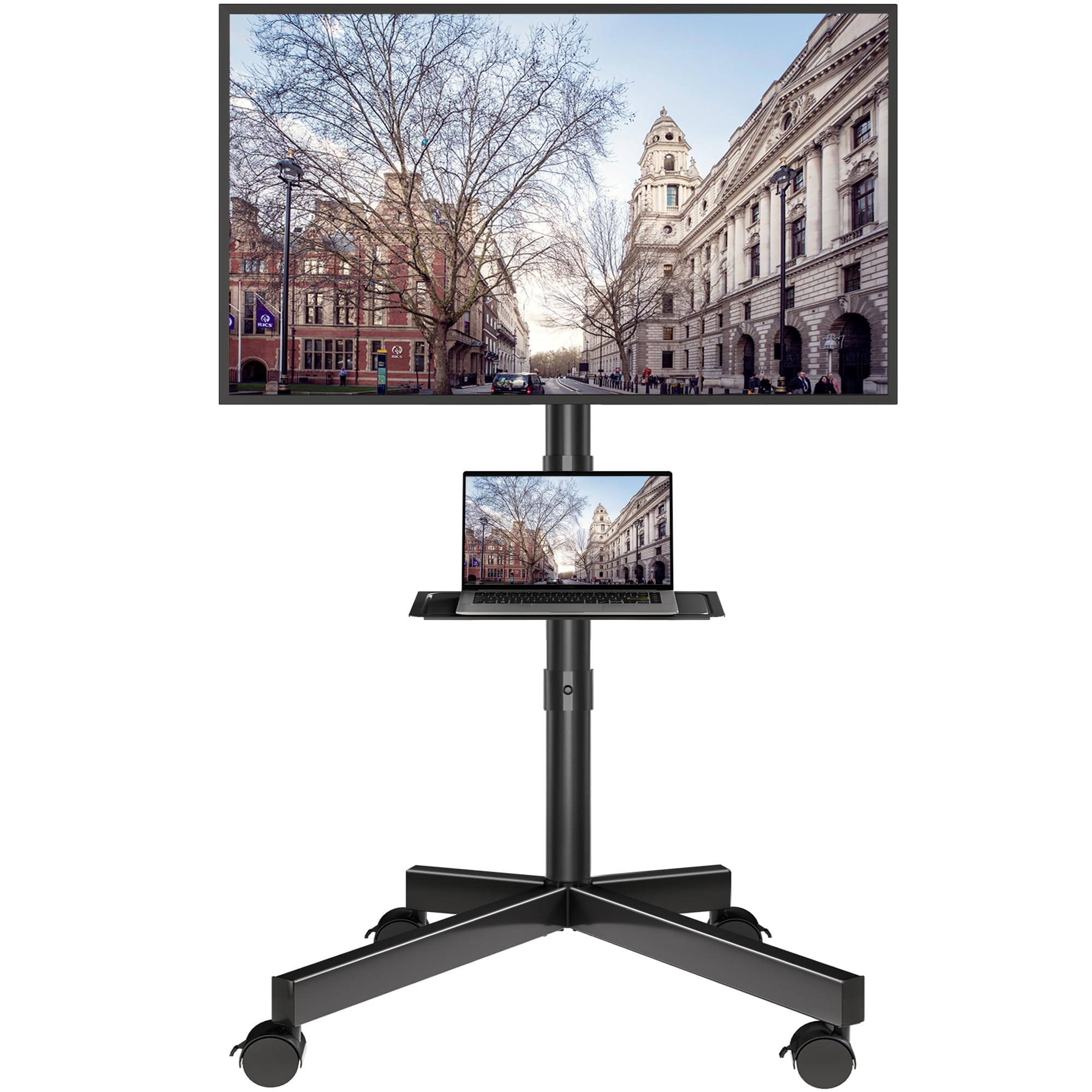 BONTEC Rolling TV Stand with Tilt,Mobile TV Stand Wheels for 23–65 Inch TVs