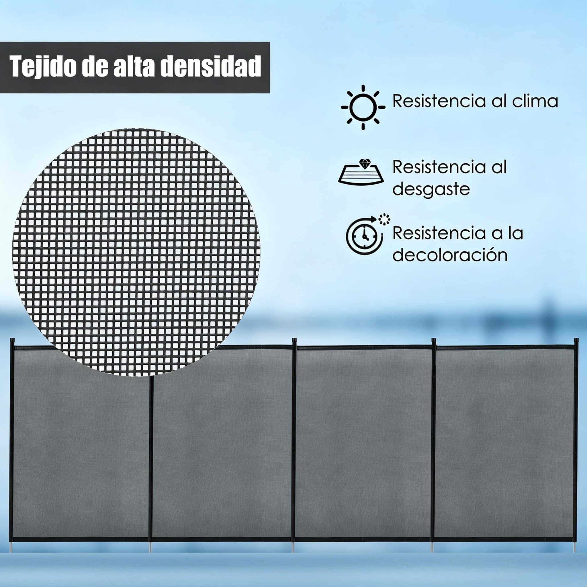 COSTWAY Valla para Piscina, 360x125cm, 4 Piezas, Vallas de Seguridad para Piscina, Marco Aluminio y Tejido Teslin, 340 g/m², con Protección UV, Vallas Piscinas Seguridad para Niños y Mascotas (1)