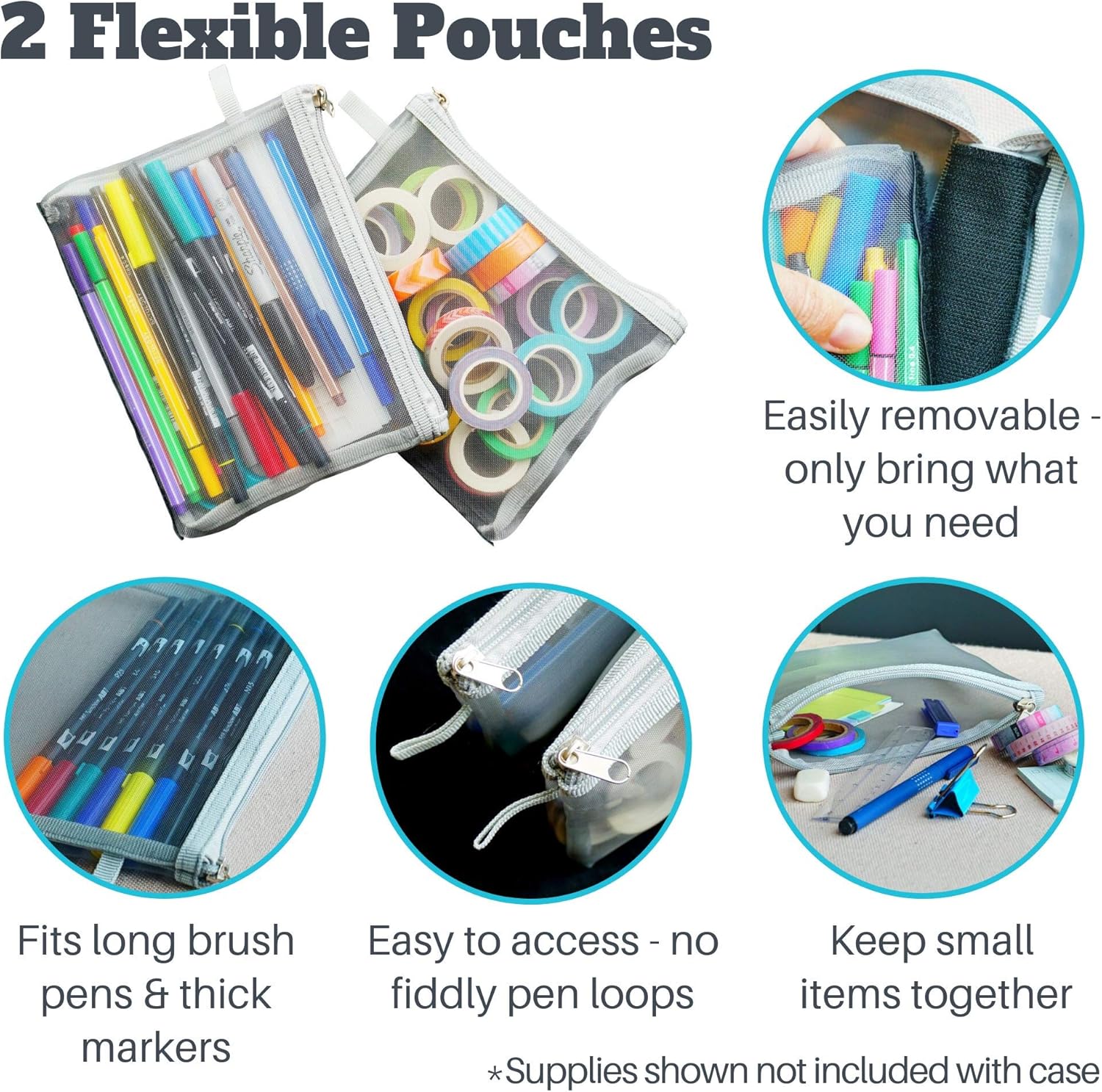 Weekly Planner Layout Journaling Supplies Kit with Storage Case - 18 Weekly Layout A5 Planner Stencils, 14 Sheets Minimalist Planner Stickers, Journal Case with 2 Removable Storage Pouches