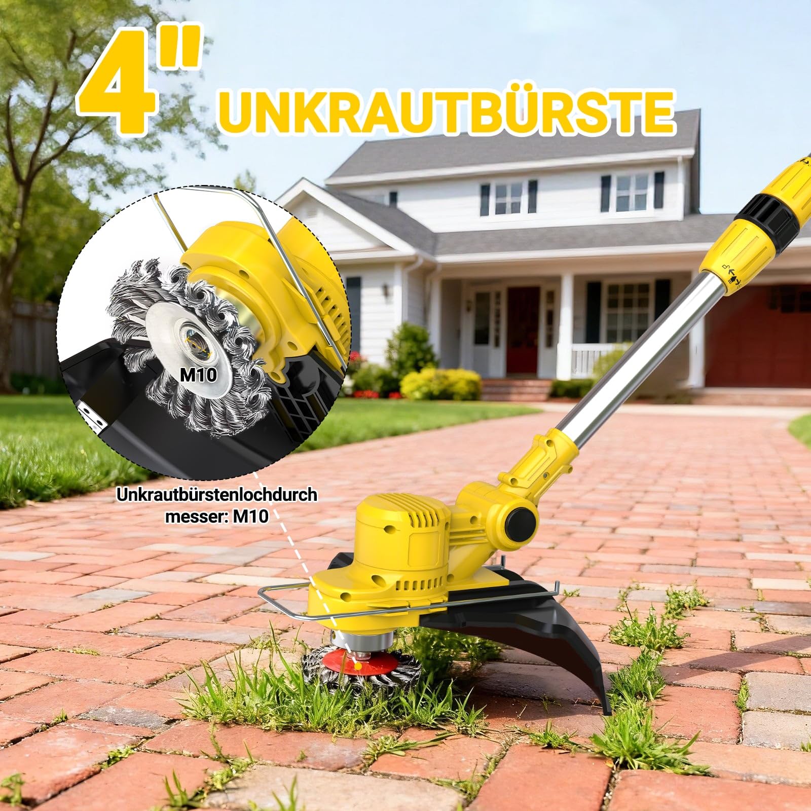 Desbrozadora con batería para baterías Makita, desbrozadora con batería de 21 V, desbrozadora con cepillo para malas hierbas, incluye 2 baterías de 4,0 Ah y cargador, motor sin escobillas de 750 W