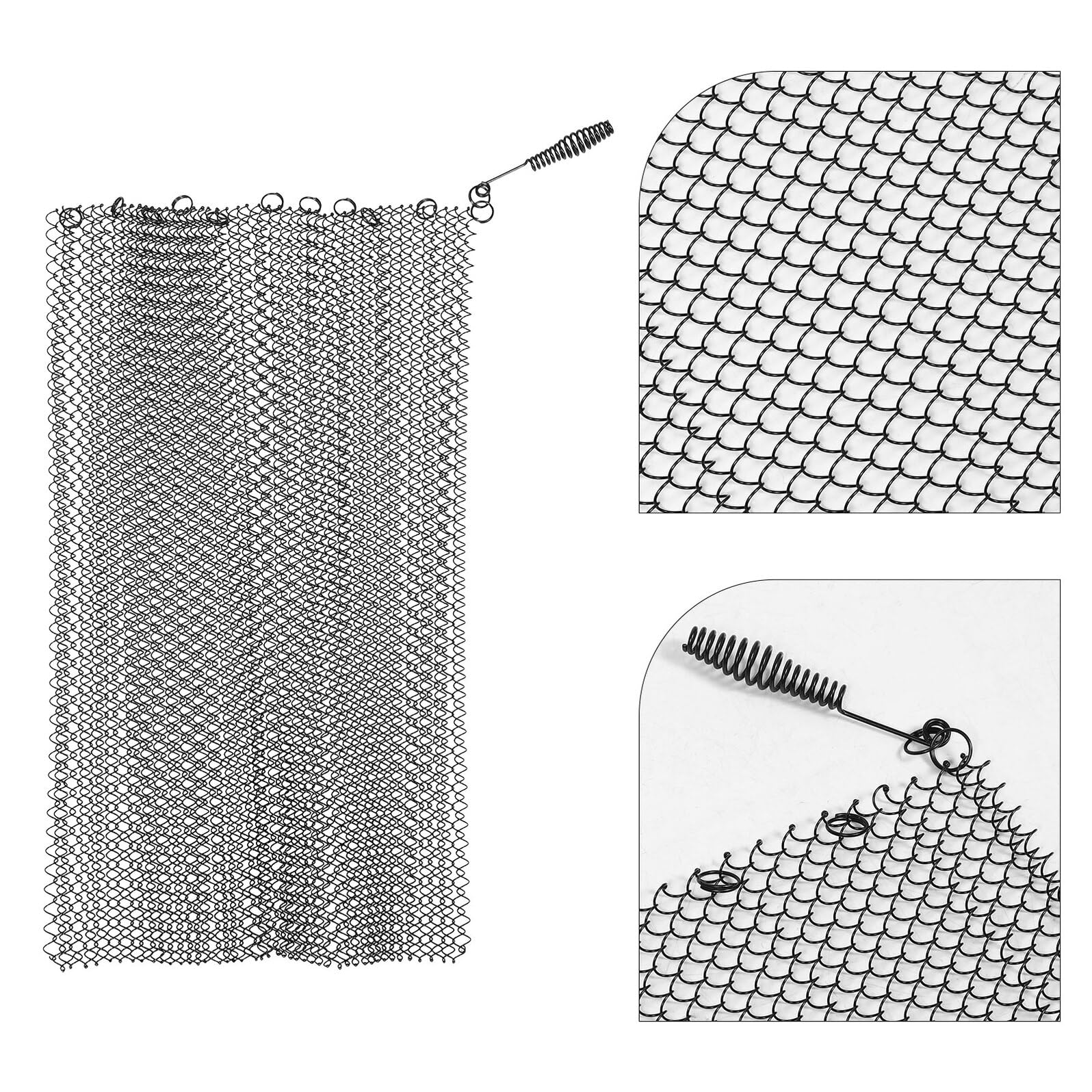 SHINEOFI Lot de 2 Rideaux Pare-Feu pour Cheminée en Maille Fine 61 X 51 CM Protection Anti-Étincelles Résistante à la Chaleur Accessoire de Sécurité pour Intérieur et Foyer