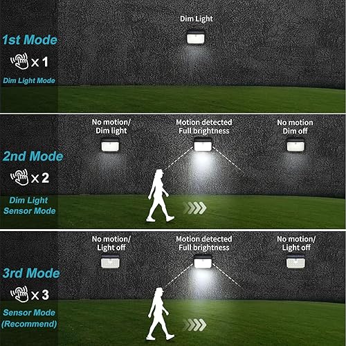 Miniatura 6 de Luces solares para exteriores con sensor de movimiento - 158 LED Luces de seguridad ultra brillantes con 3 modos, IP65 impermeable, funciona con