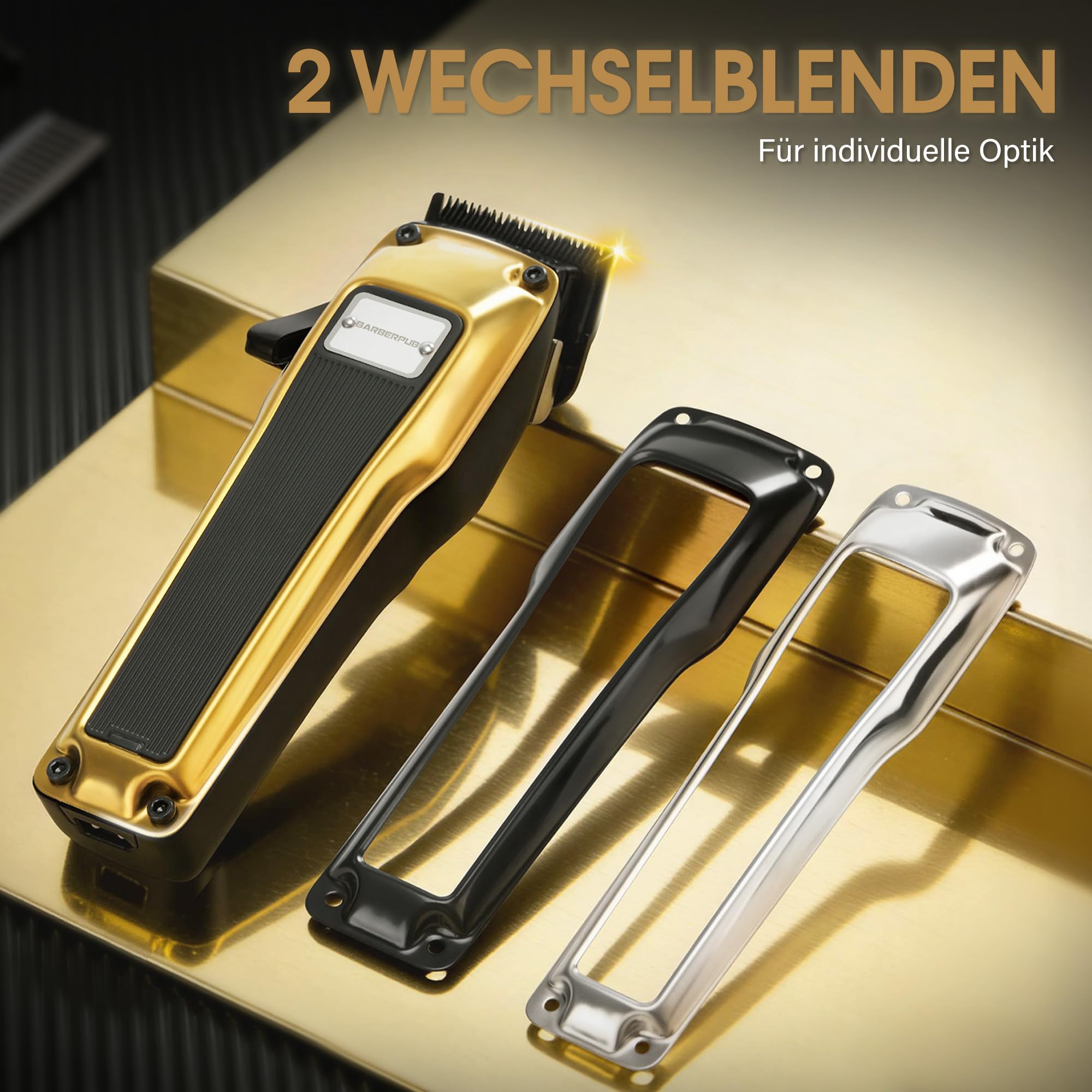 BarberPub Haarschneidemaschine Profi, Haarschneider Herren Mit 6 Klingen, 2 Gehäusedeckeln & Ladestation, Haartrimmer Verstellhebel 0,5-2,0mm, Bartschneider Elektrisch für Friseursalon, HC176