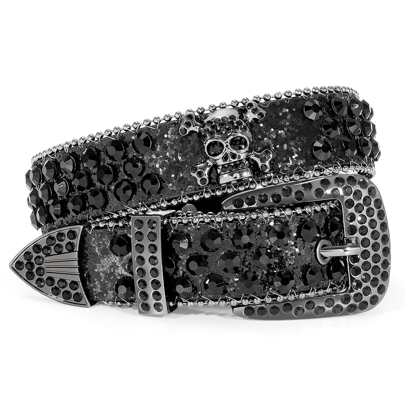 Balteus Rhinestone Belt for Men Women Sparkly Bling Diamond Sequin Studded Belt Western Cowgirl Cowboy Belt