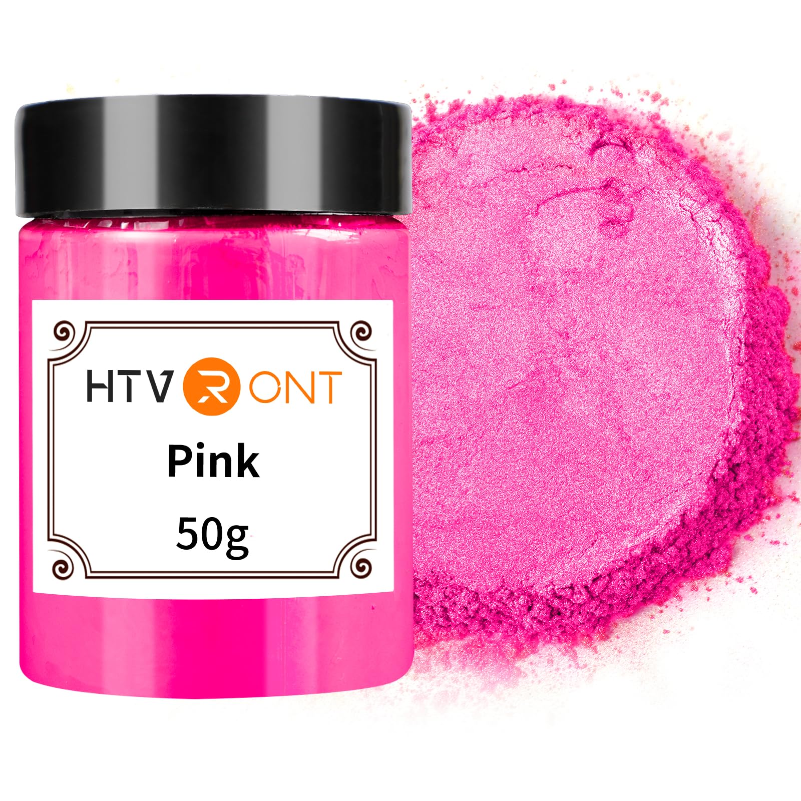 HTVRONT Pink Mica Powder for Epoxy Resin - 1.76 oz/50g Mica Pigment Powder, Natural Mica Powder for Soap Making, Resin, Candle Making, Bath Bomb, Non-Toxic Pigment Powder
