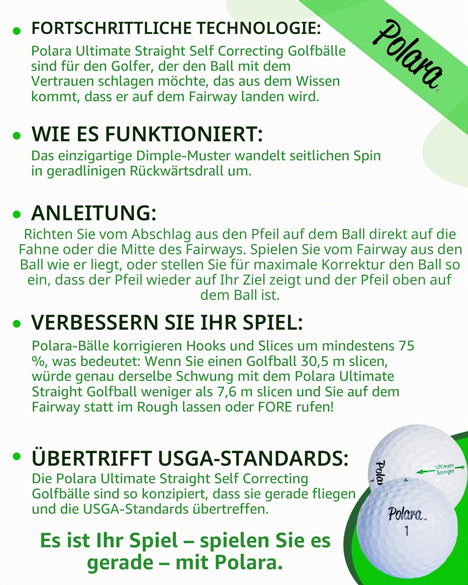 Polara Selbstkorrigierende Golfbälle, entworfen, um Haken und Scheiben zu korrigieren, perfekt für Freizeit-Golfer, 12 Stück
