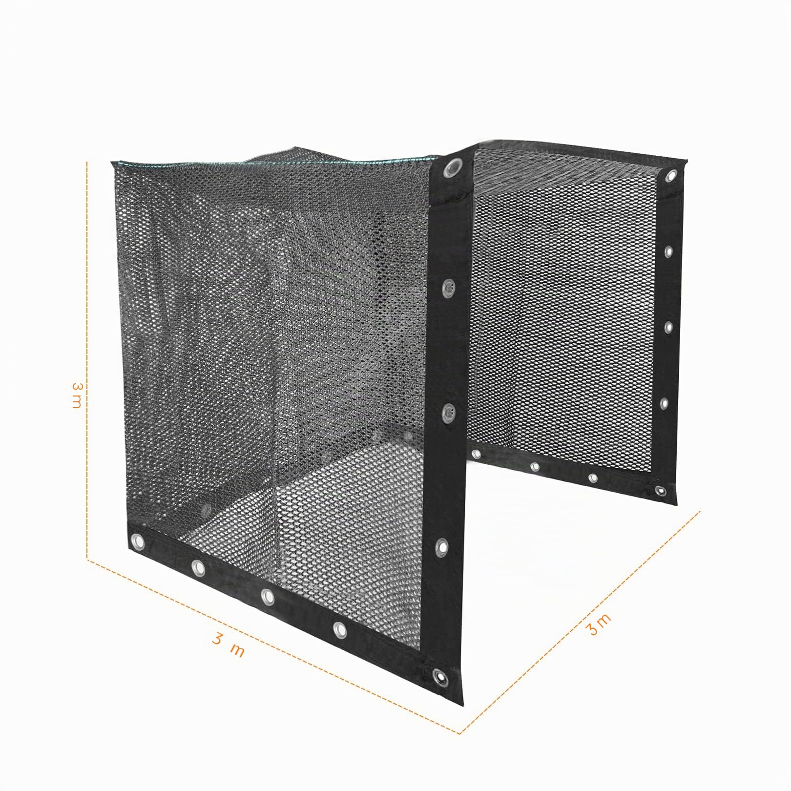 Aoneky HDPE Golf-Käfignetz mit Ösen 3x3x3M - Hochbelastbar Golf Schlagen ÜbungNetz Fangnetz Trainingsnetz Garten Innen Außen, nur Netz