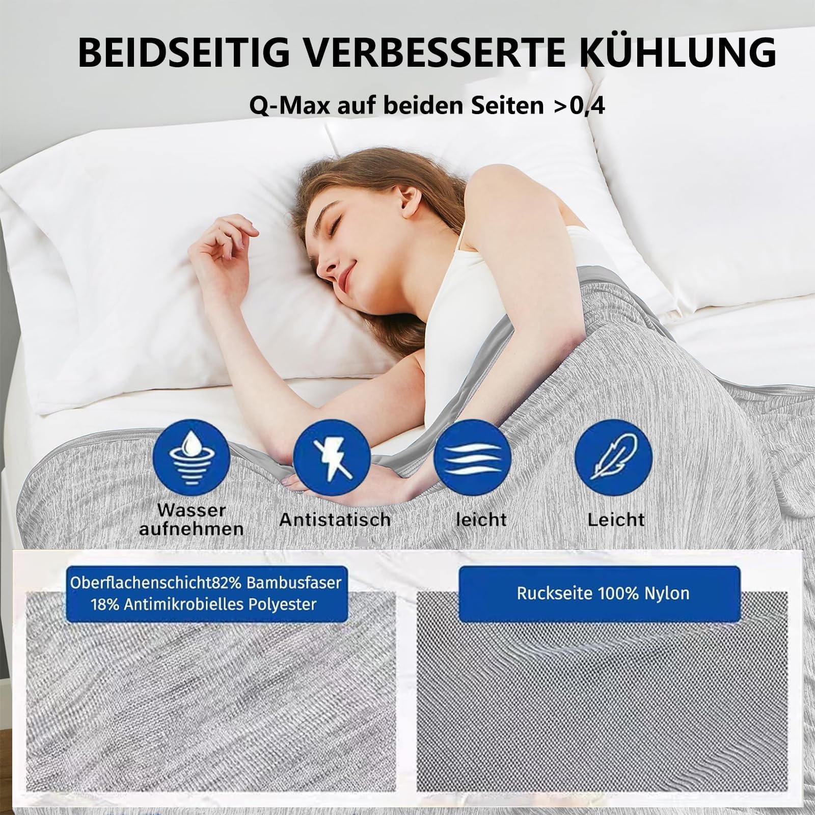 MagicSleep Anfaru Eisdecke Kühldecke Cooling Blanket Arc-Chill 5.0 Q-Max>0.5 Bambus Sommerdecke