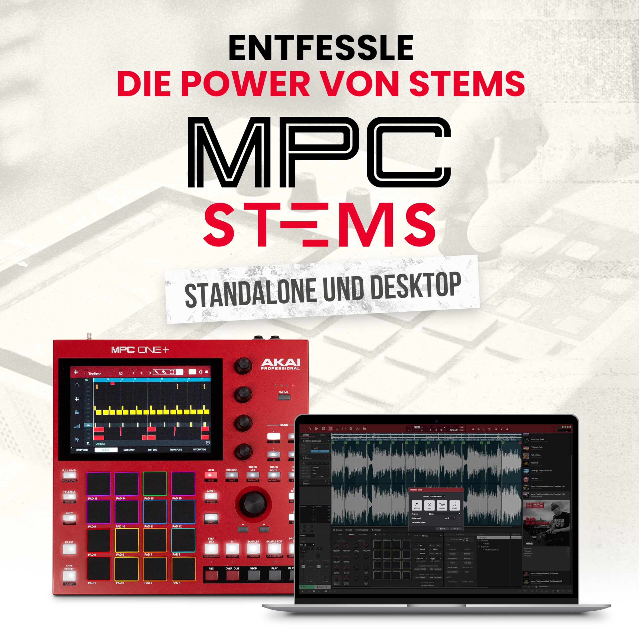 Akai Professional MPC One+ Standalone Drum Machine, Beat Maker und MIDI Controller mit WiFi, Bluetooth, Drum Pads, Synth Plug-Ins, Touchscreen und Native Instruments Integration