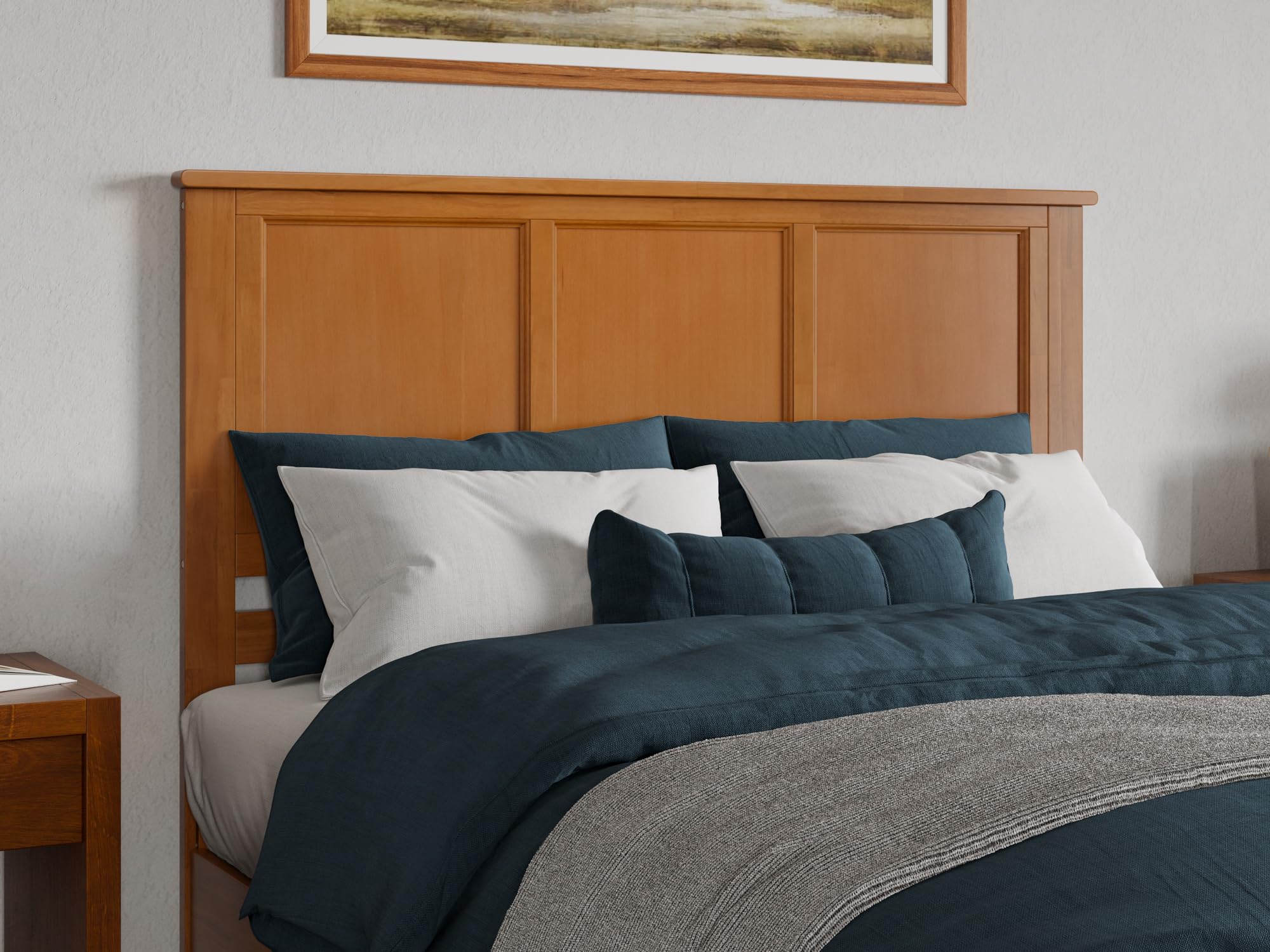 AFI, Madison Queen Solid Wood Panel Headboard, Light Toffee