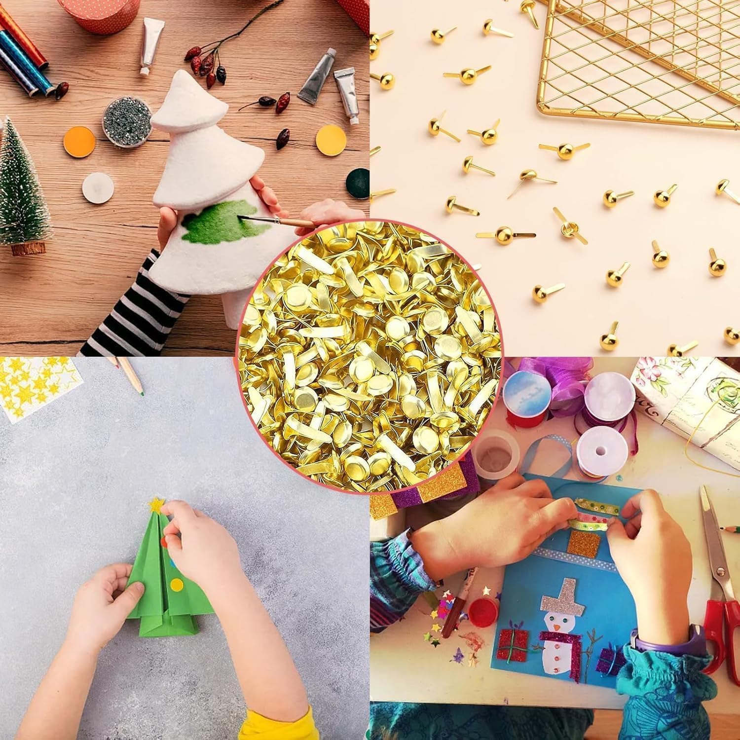 Confezione da 100 mini mollette rotonde in metallo, per mollette di carta, per fai da te, indispensabili per scrapbooking, fai da te, per lavori di bricolage, durevoli e rotonde in metallo