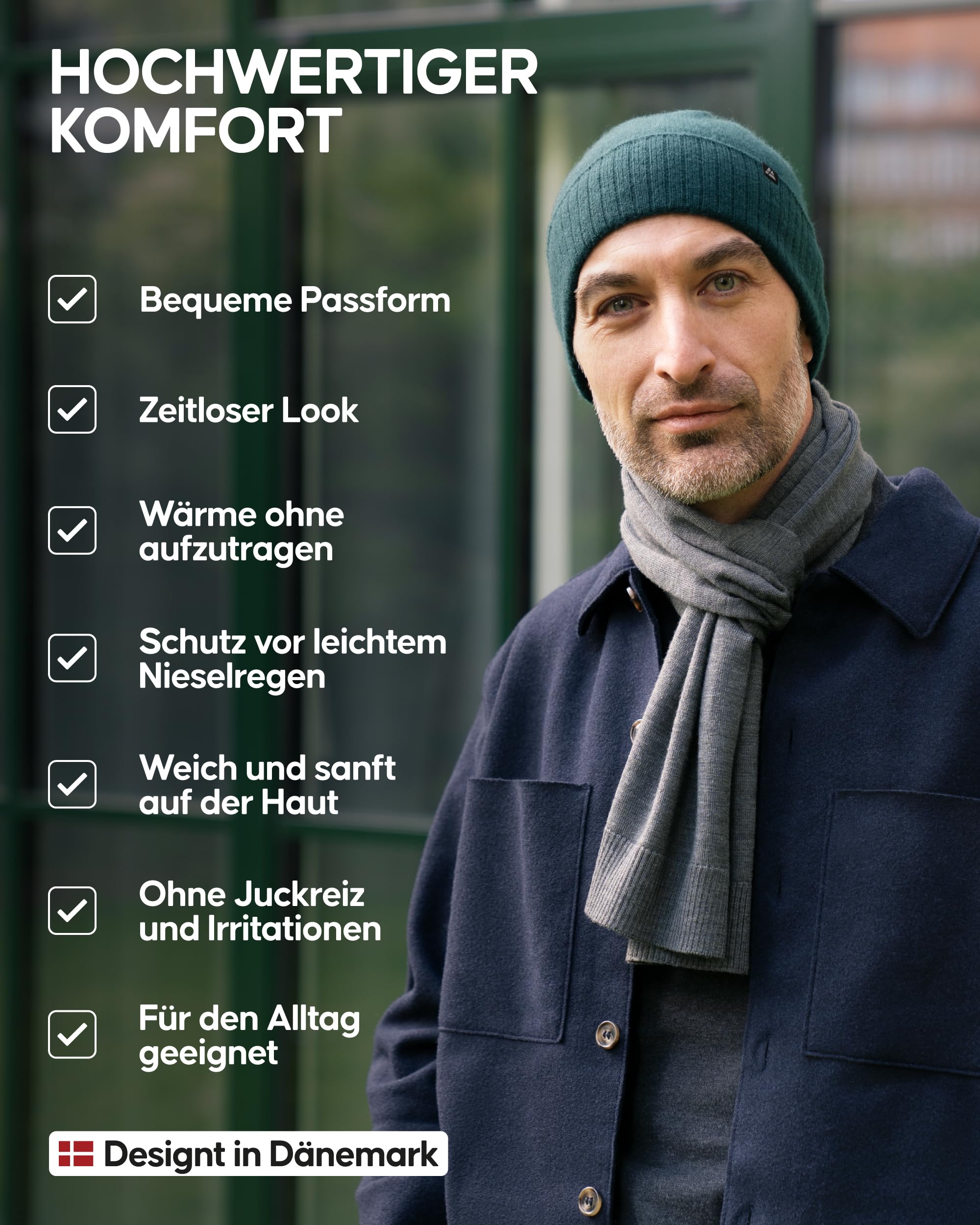DANISH ENDURANCE 100% Kaschmir Mütze, Wollmütze, Beanie für Damen & Herren | 100% Kaschmir Mütze, Weich, Warm & Atmungsaktiv, für kalte Wintertage und Outdoor-Abenteuer, Unisex