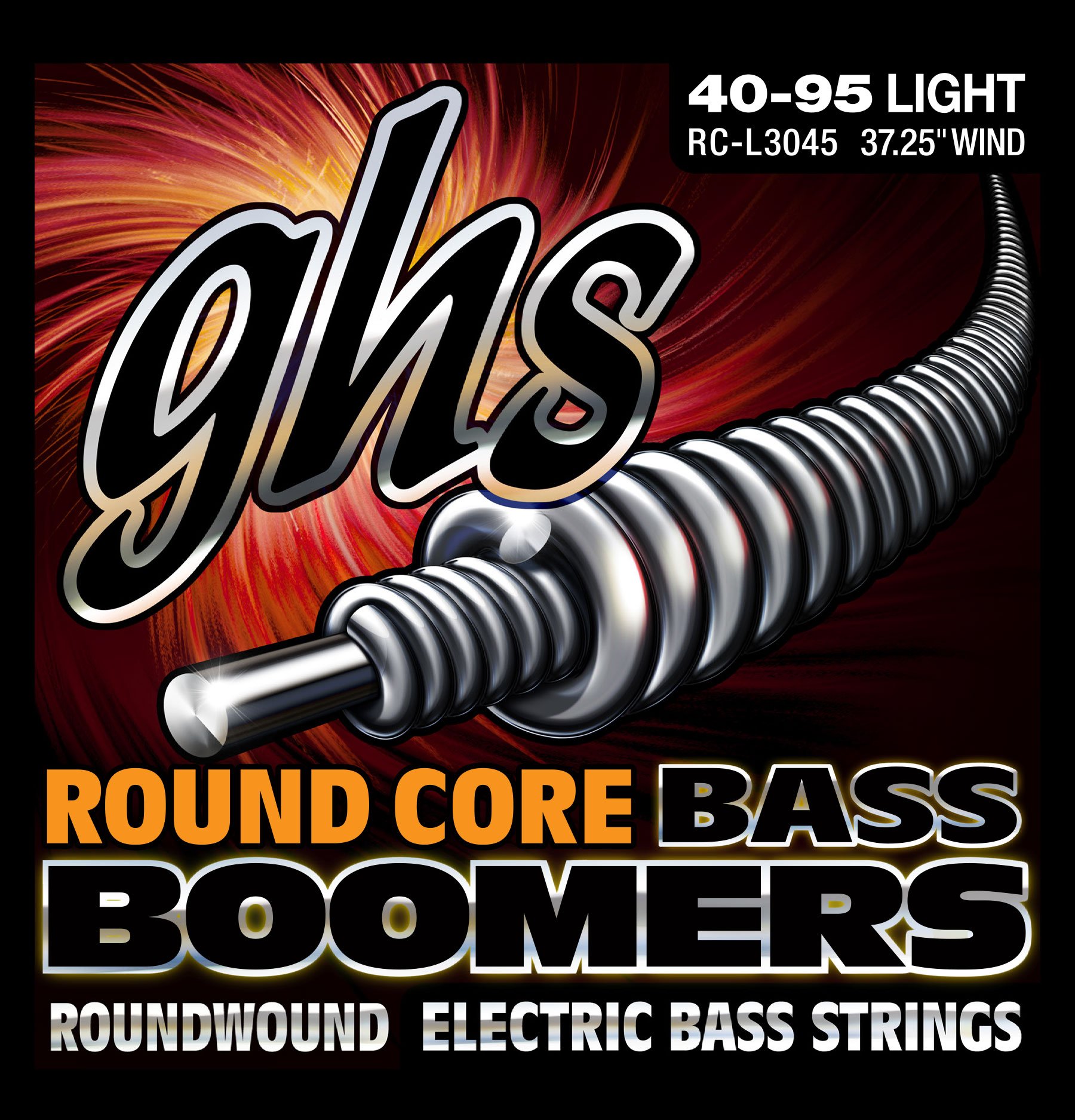 GHS Strings GHS Round Core Bass Boomers, 4-String Set, Light Gauge, 40-95, (37.25" Winding) (RC-L3045)