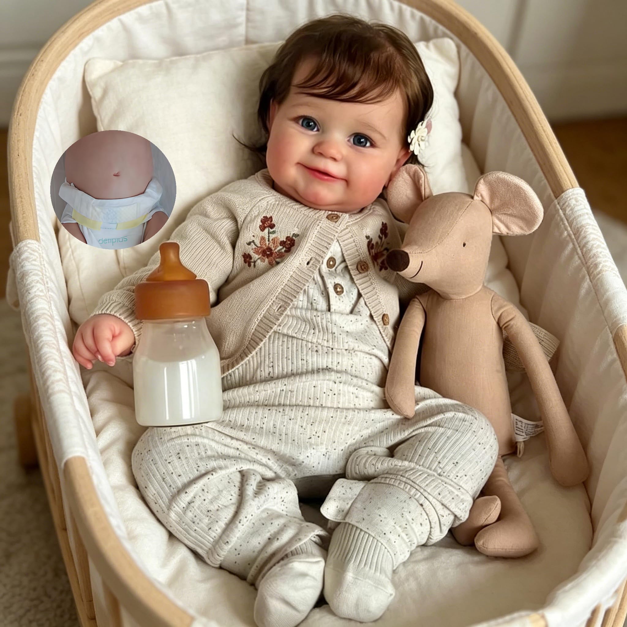 Anano Lifelike Reborn Baby Doll 20 Inch Full Vinyl Babies Dolls,Realistic Newborn Doll Girls Real Life Babies Dolls That Look Real,Reborn Baby Sweet Adorable Newborn