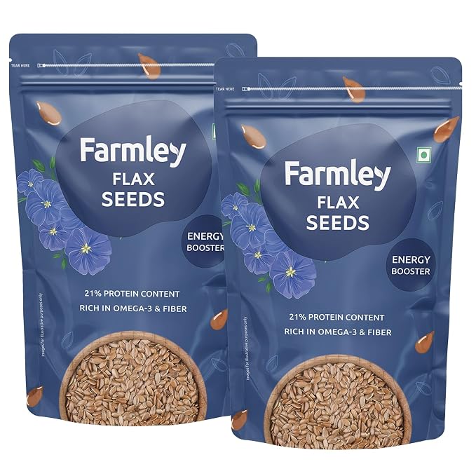 Farmley Premium Brown Flax Seeds for Eating 400 grams I Pack of 2