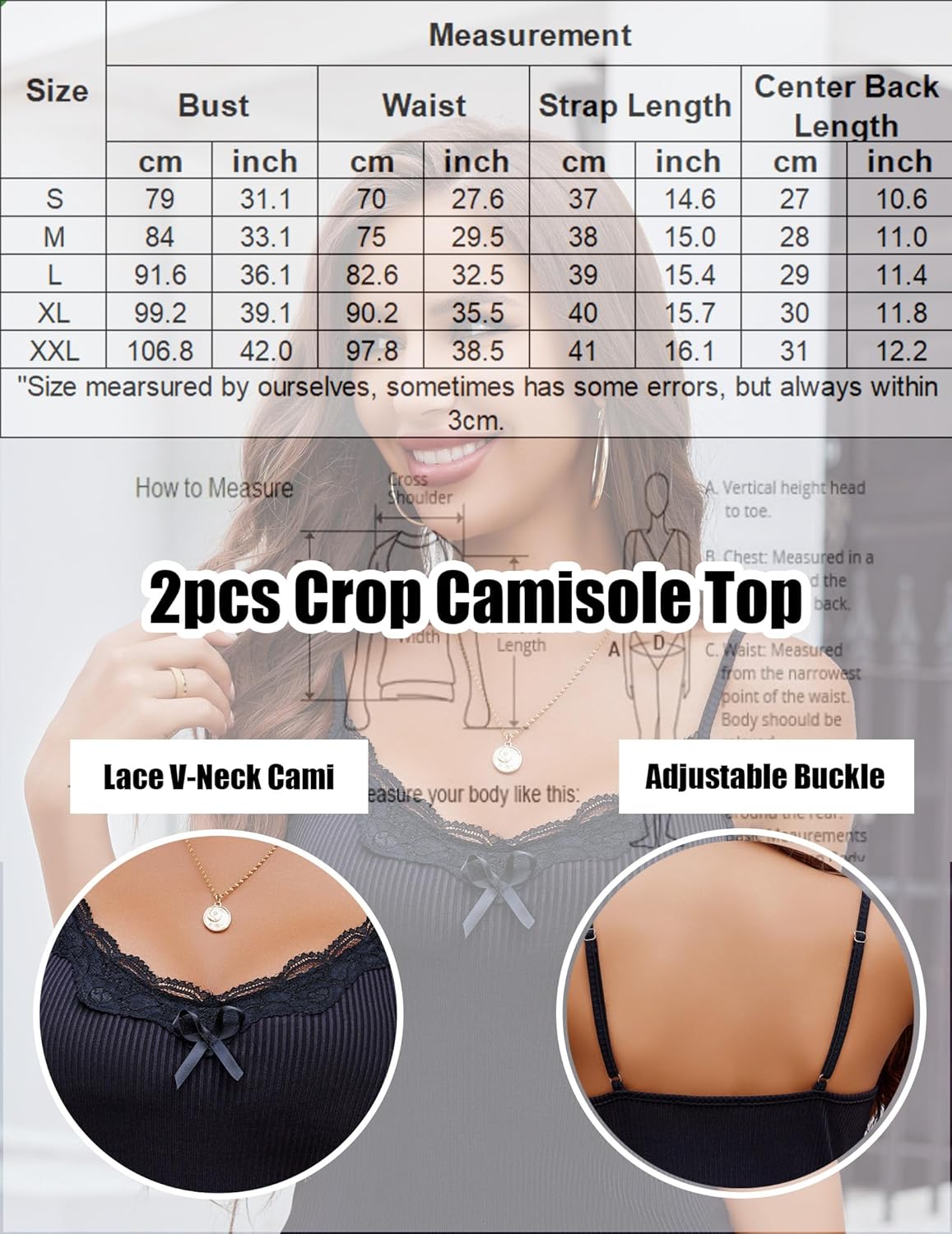 Avidlove Womens Camisoles 2-Pack Tank Top V Neck Undershirts Adjustable Spaghetti Strap Cami Tops - Image 6