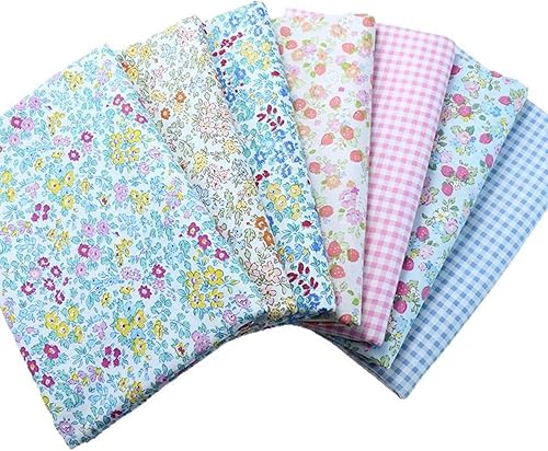 Miniatura 12 de Hanjunzhao Paquete de 10 piezas de tela de algodón con estampado floral de 18 x 22 pulgadas, cuadrados de tela acolchada precortados para coser