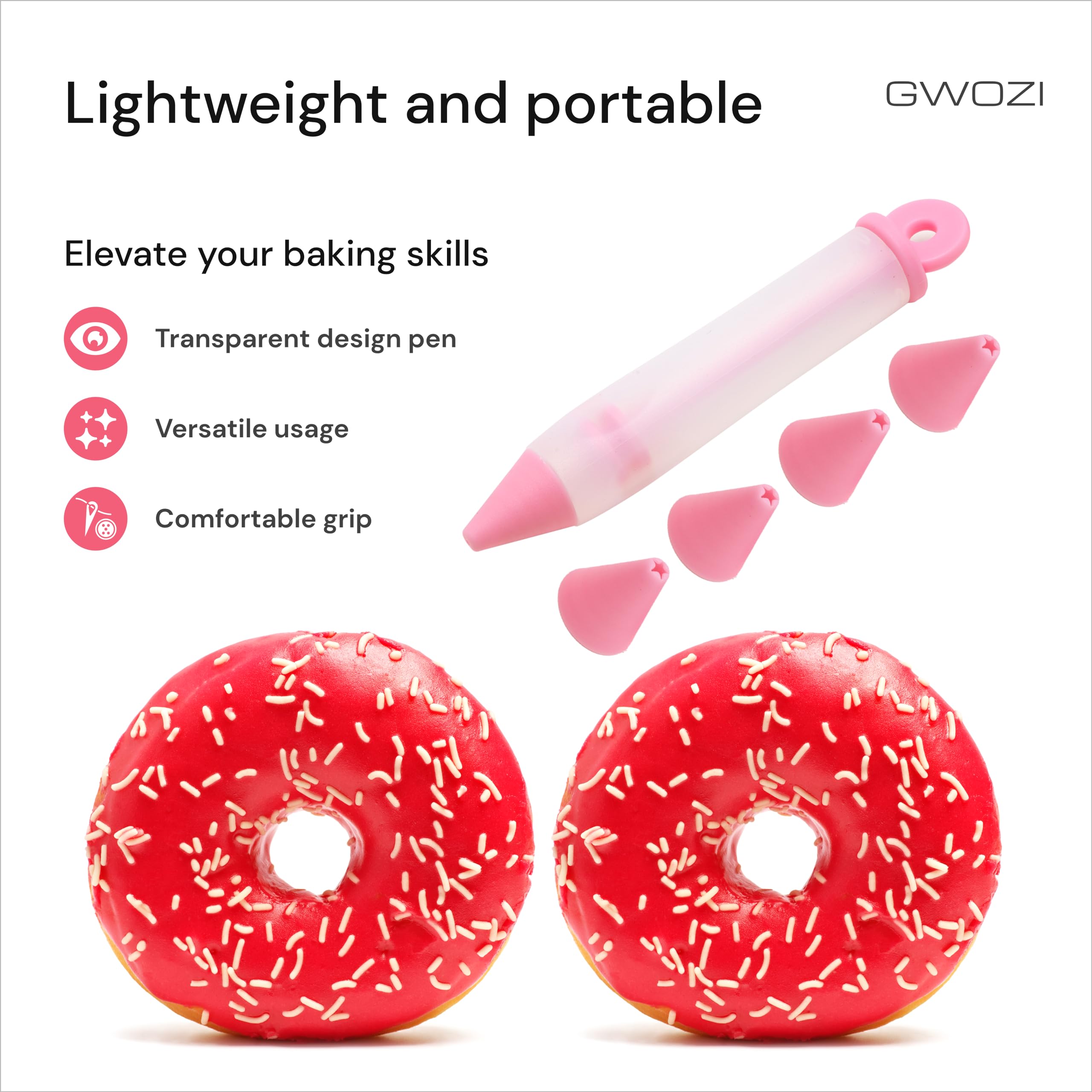 Cake Decorating Pen - Cake Icing Pen for Squeeze Cream - Silicone Syringe for Decorating Cake with 4 Tips - Cake Decorating Tools for Drawing Lettering Chocolate & Cream