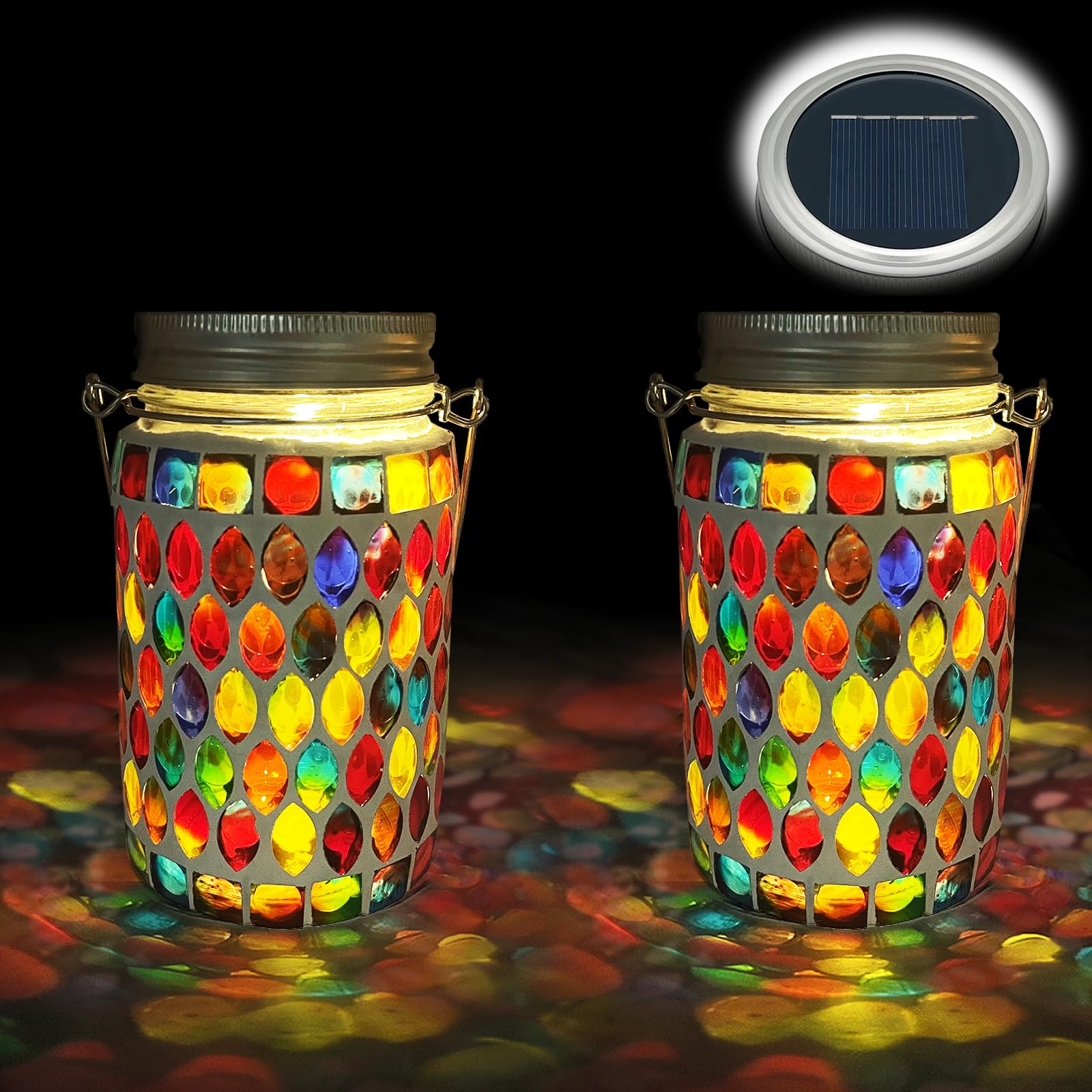 TOTHDATE 2PCS Mosaic Solar Lights Outdoor Garden