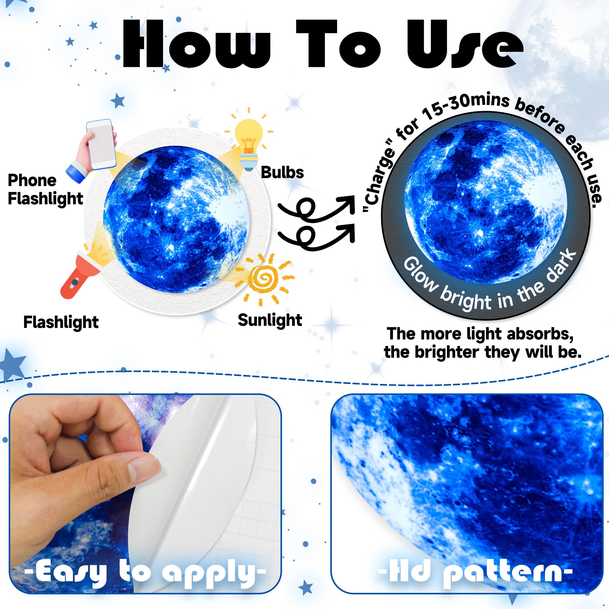 Glow in The Dark Stars for Ceiling Moon Planet Star Stickers for Wall Decor Glow in The Dark Star Stickers and Dots Wall Stickers Decor - Image 3