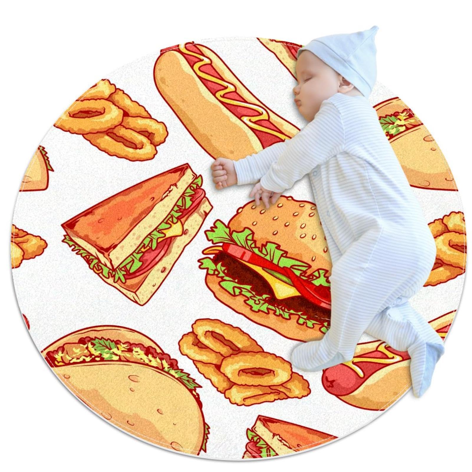 Tapis de douche antidérapant au motif sandwich et tacos pour une chambre d'enfant ludique