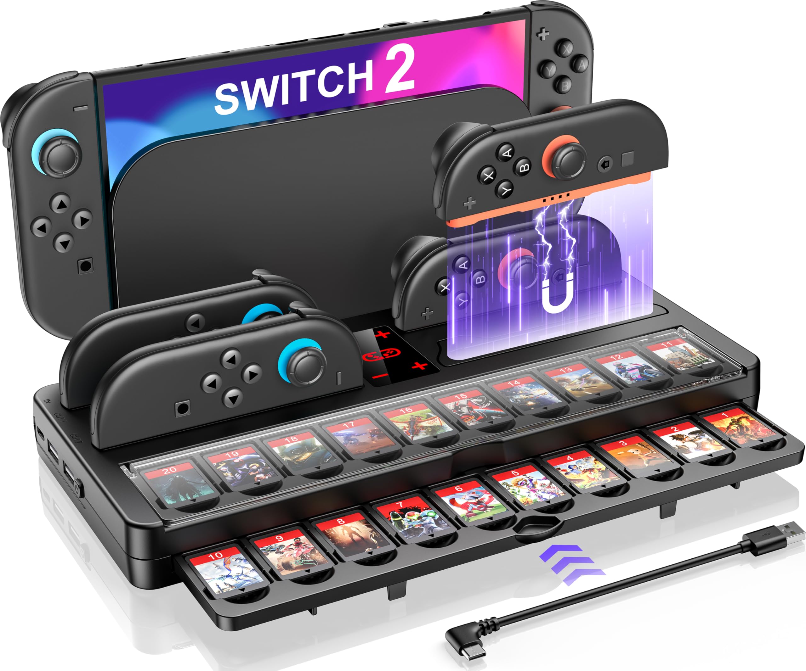 Stacja dokująca do ładowania kontrolera przełącznika kompatybilna z konsolami Nintendo Switch NES