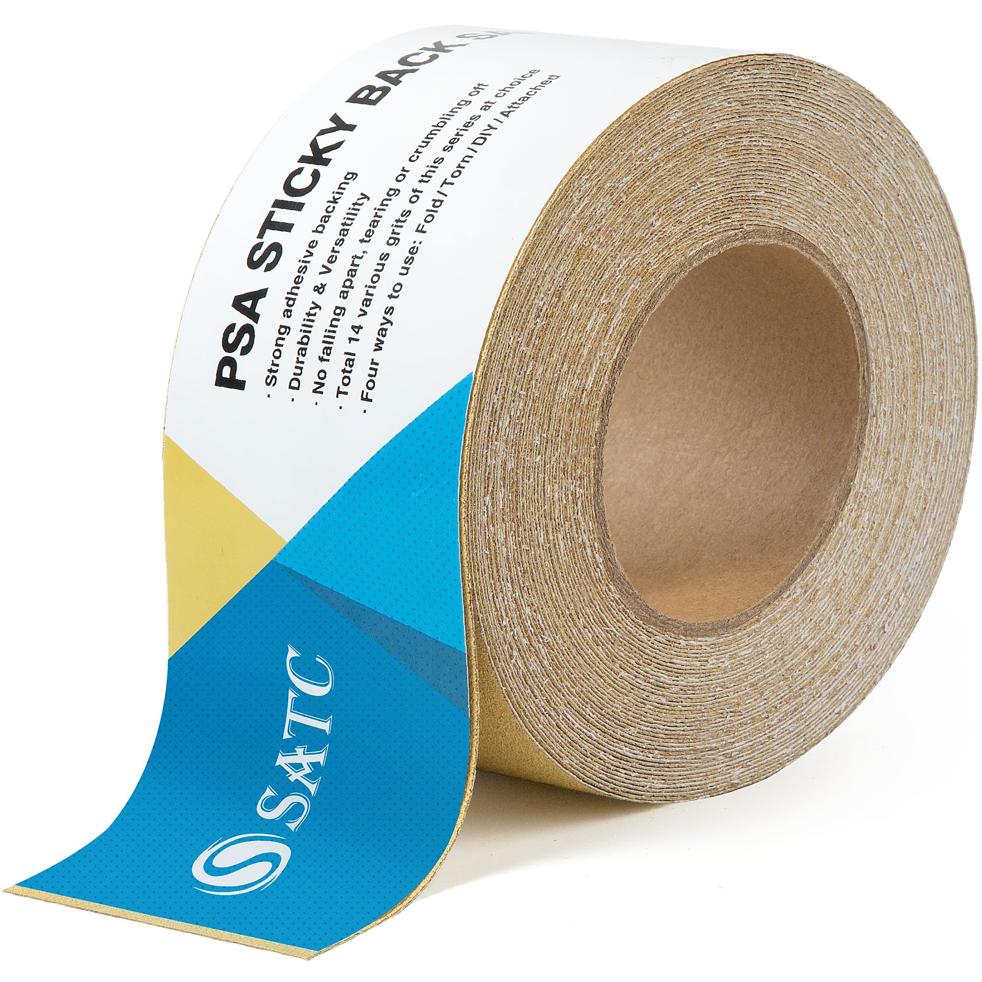 S SATC 120 Grit PSA Longboard Sandpaper 20 Yard Long Continuous Roll, 2-3/4" Wide Self Adhesive Stickyback Sanding Sheets for Automotive, Hand Sanding