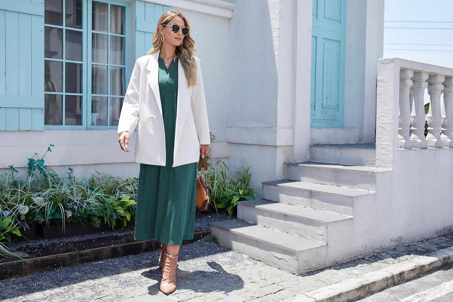 Marvmys Womens Cotton Nightgown Long Sleeve Button Up Sleep Shirts Full Length Henley Nightshirts V Neck Sleepwear S-3XL - Image 5