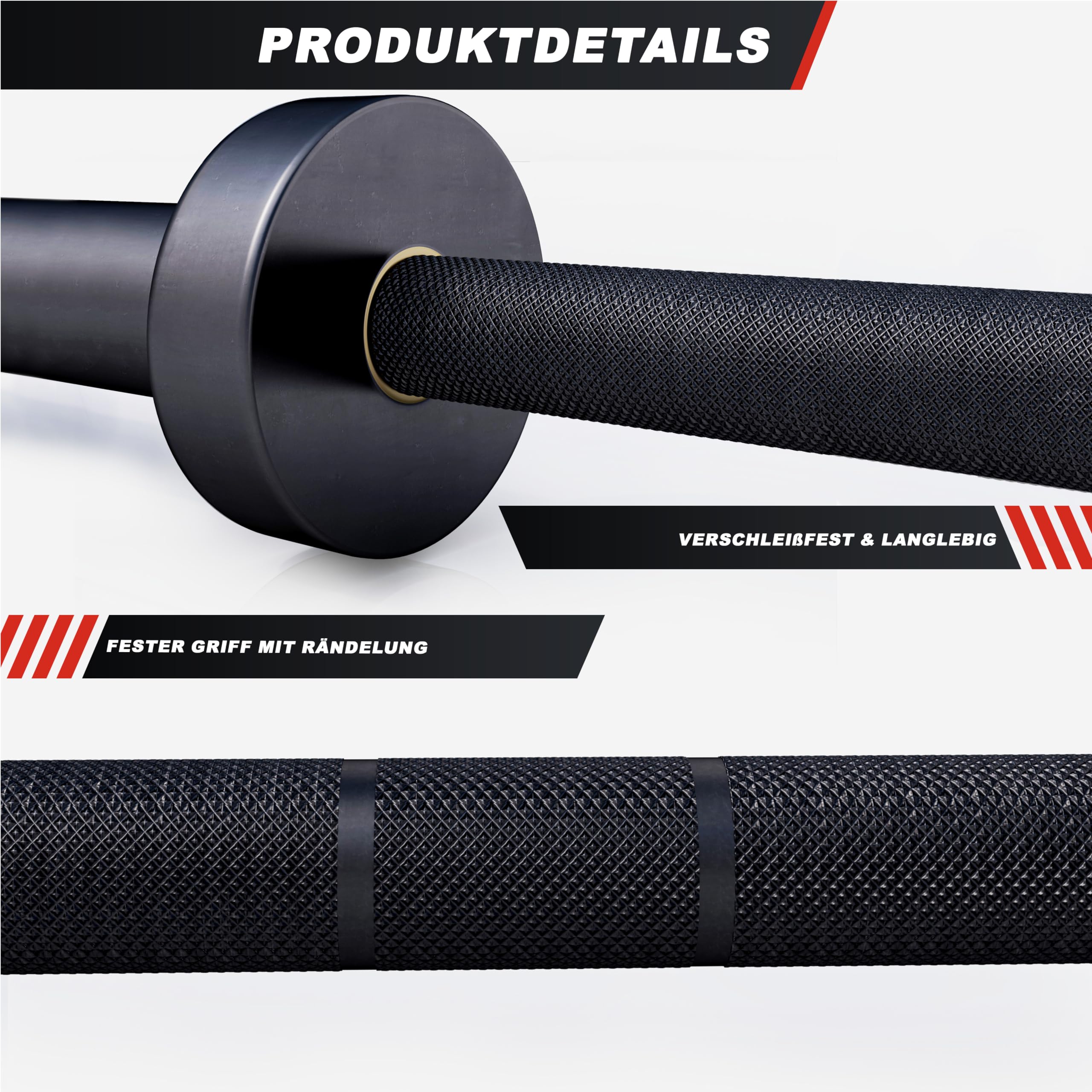 Bilanciere Gorilla Sports – Barra Per Tricipiti E Bicipiti, Carico Max 200 Kg, Impugnature Zigrinate
