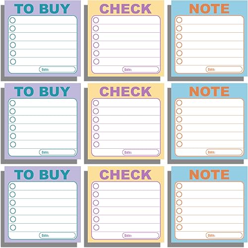 9 blocs de notas adhesivas forradas de 3 x 3 pulgadas, bloc de notas autoadhesivas con líneas, bloc de notas súper adhesivas, notas fáciles de