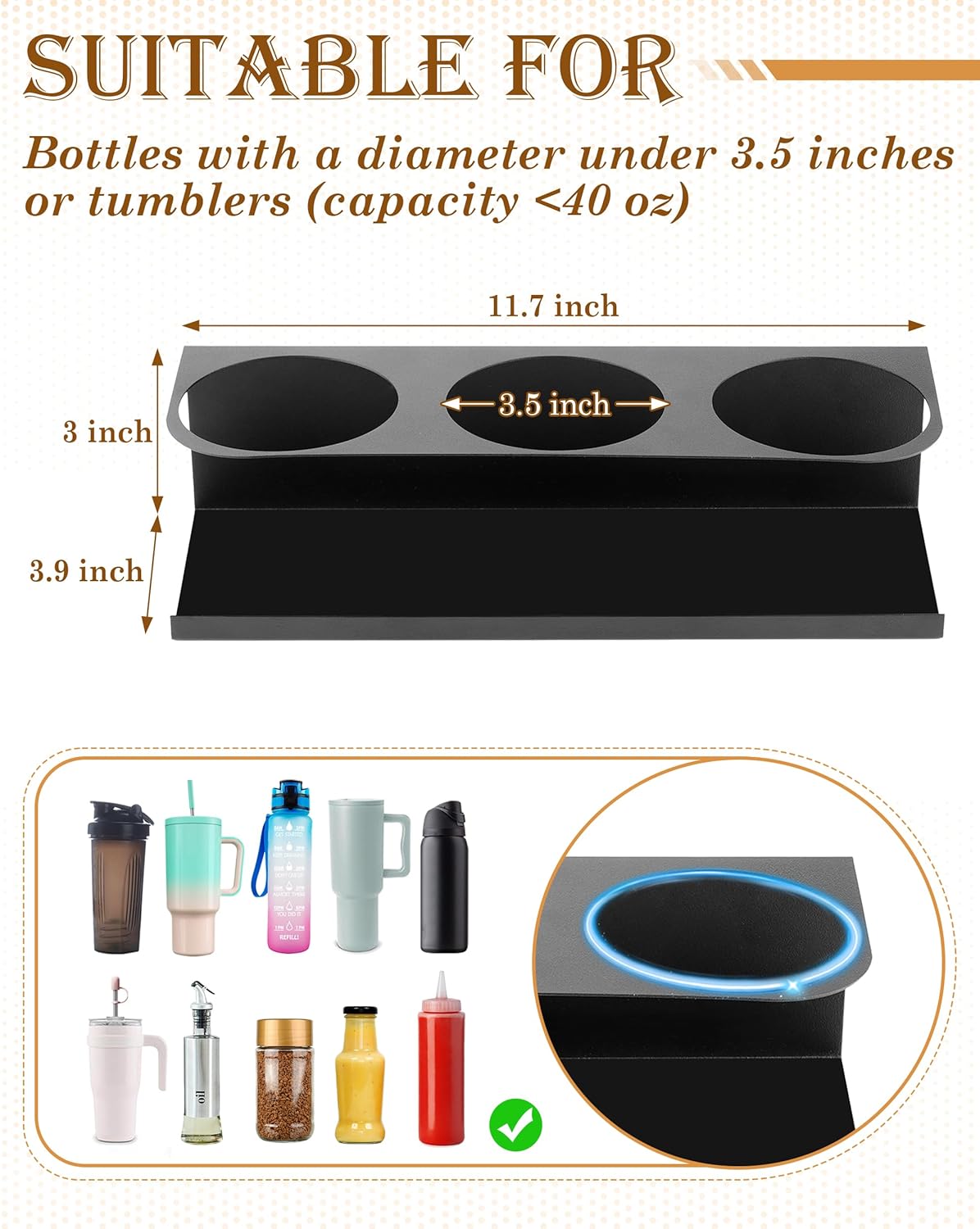 2 Pack Strong Magnetic Cup Holder for Stanley 30 & 40 oz Tumbler - Heavy Duty Magnet - Water Bottle Organizer for Fridge, Cabinet, Office - Fit Stanley Cup Accessories - Image 3