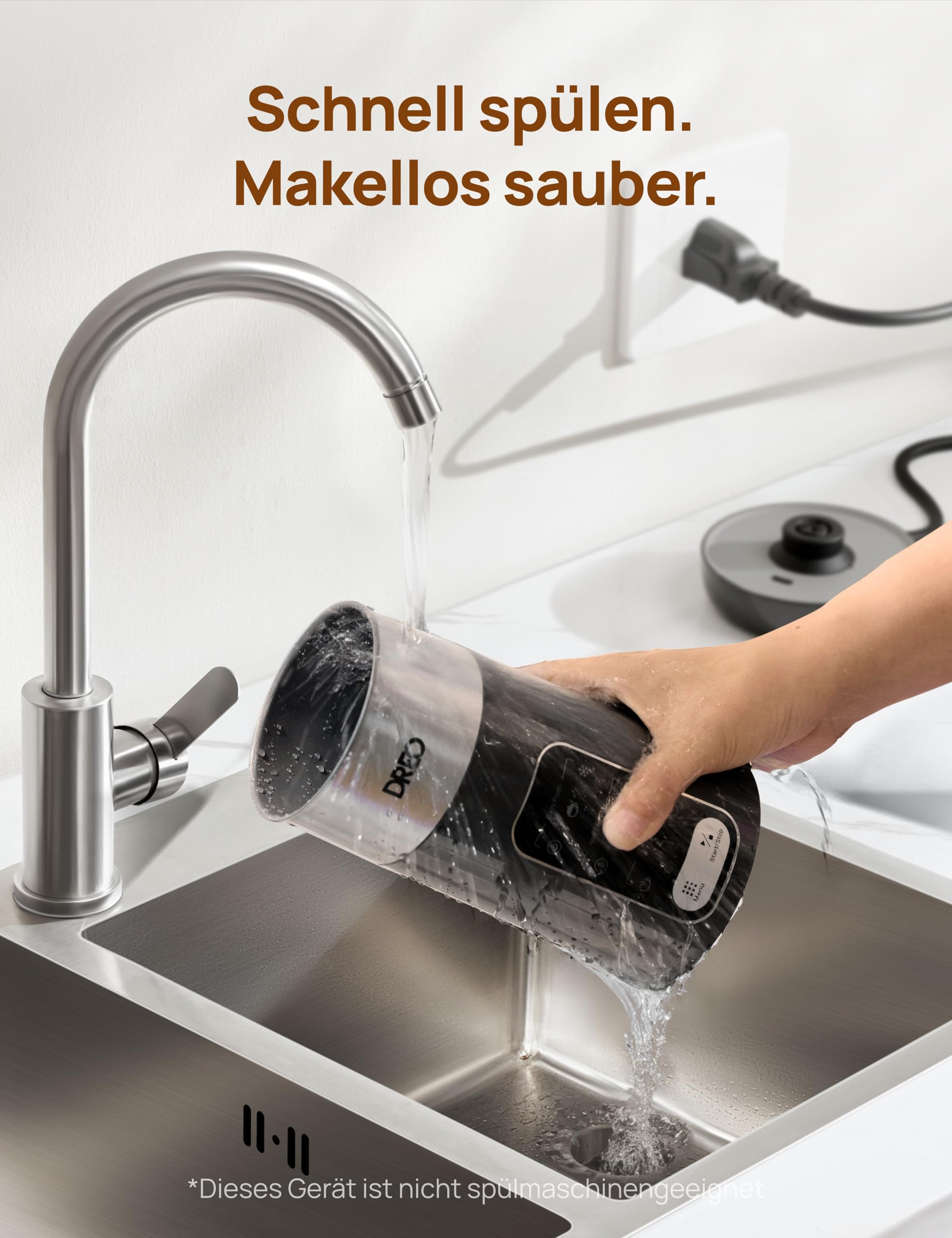 DREO Milchaufschäumer, 8-in-1 Elektrischer Milchschäumer für Latte, Cappuccino, Heiße Schokolade, 270ml Automatischer Aufschäumer aus Edelstahl für warmen und kalten Schaum, LED, leicht zu reinigen
