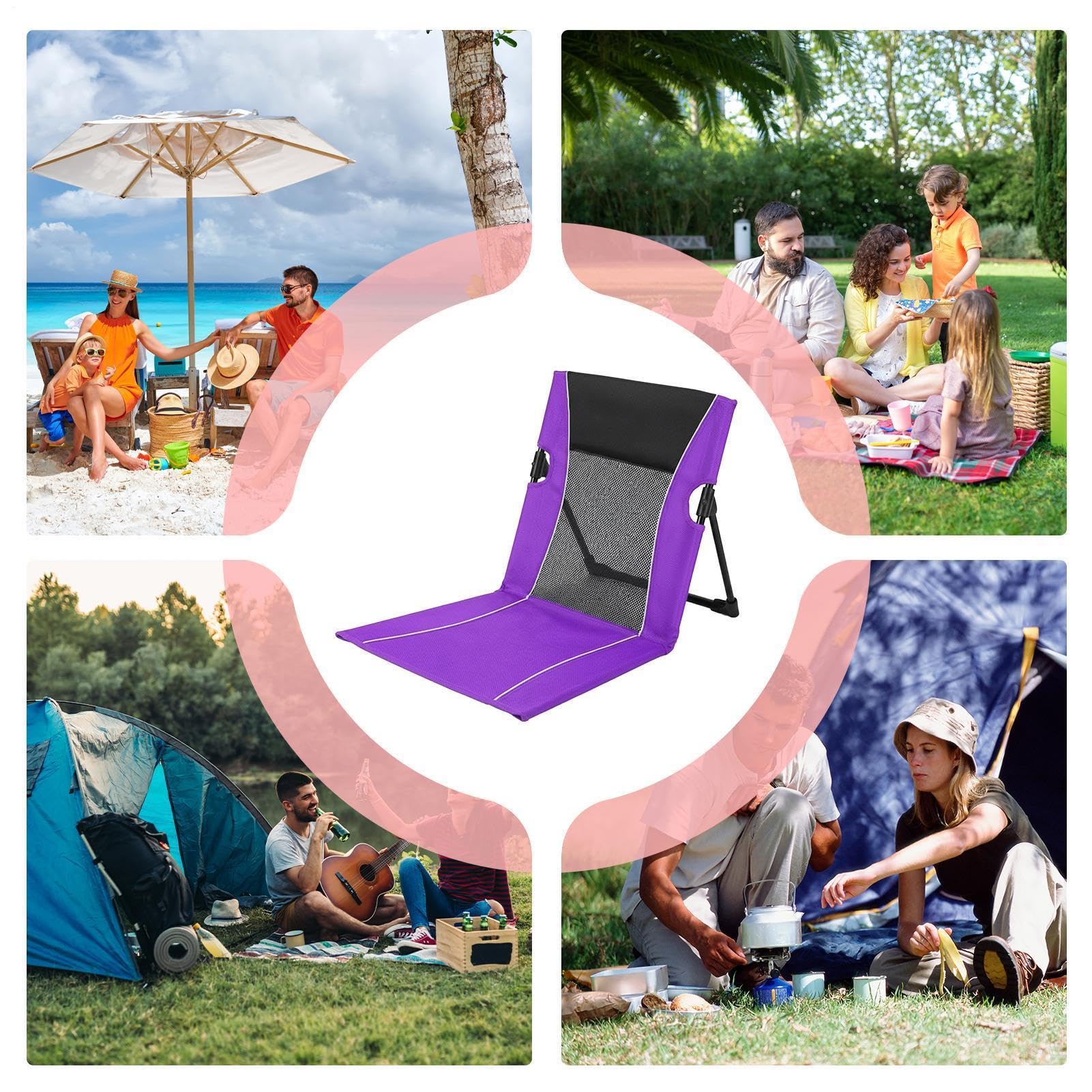 Niski Leżak Plażowy Wytrzymały Składany Leżak Do Opalania | Krzesła Basenowe Na Brzeg Basenu Do Opalania, Kempingu, Pikniku, Outdoor, Koncertu, Podróży, Parku, Piasku, Jeziora,
