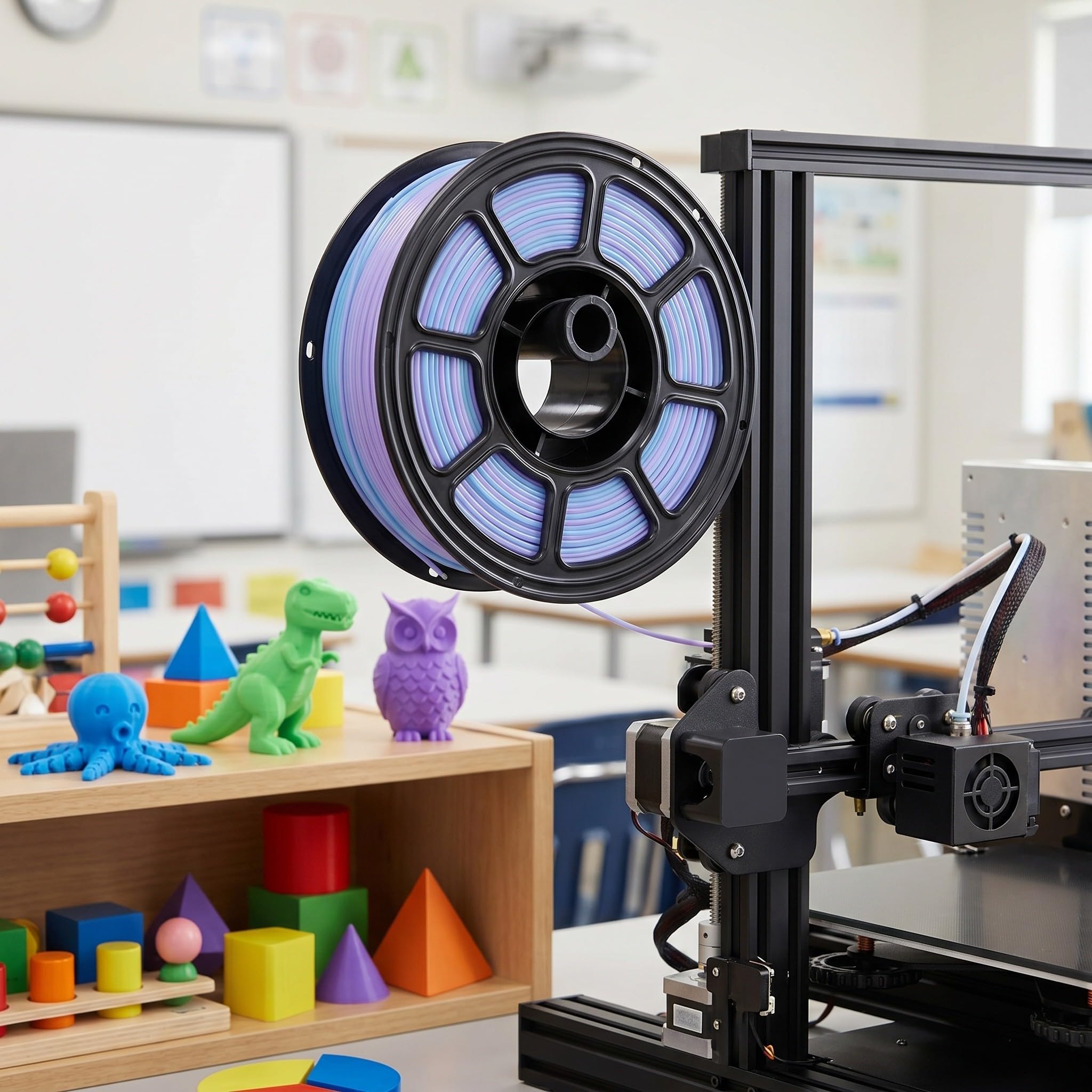 Healeved 1 Rolle zweifarbiges PETG-Filament (Himmelblau/Rosa), 1,75 mm ± 0,02 mm, Hochgeschwindigkeits-3D-Druckerfilament, glänzendes PETG, 1 kg (2,2 lbs) Spule für Kunst, Handwerk und DIY-Projekte