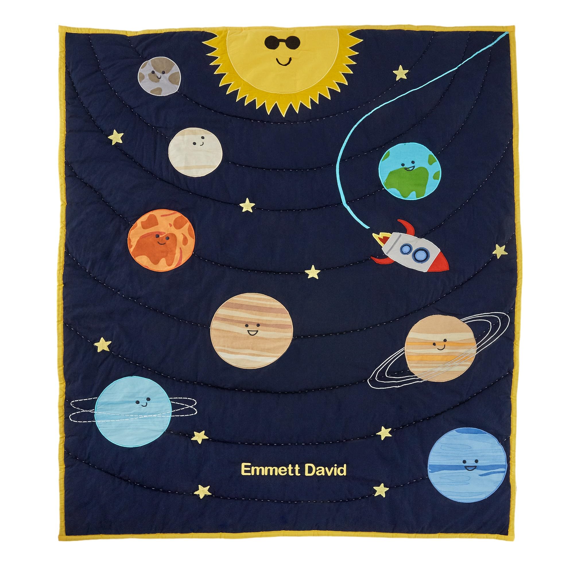 THINGS REMEMBERED Embroidered Outer Space Quilt & Drawstring Bag (Free Customization)