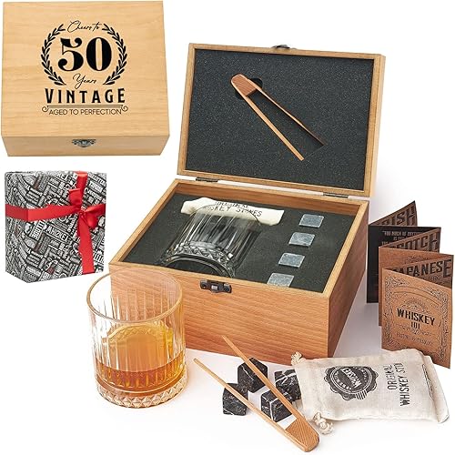 Vista 2 de Hediye Sepeti - Juego de regalo de whisky 100% sin plomo, juego de piedra de whisky de lujo, caja de madera, ideal para whisky, bourbon y licor
