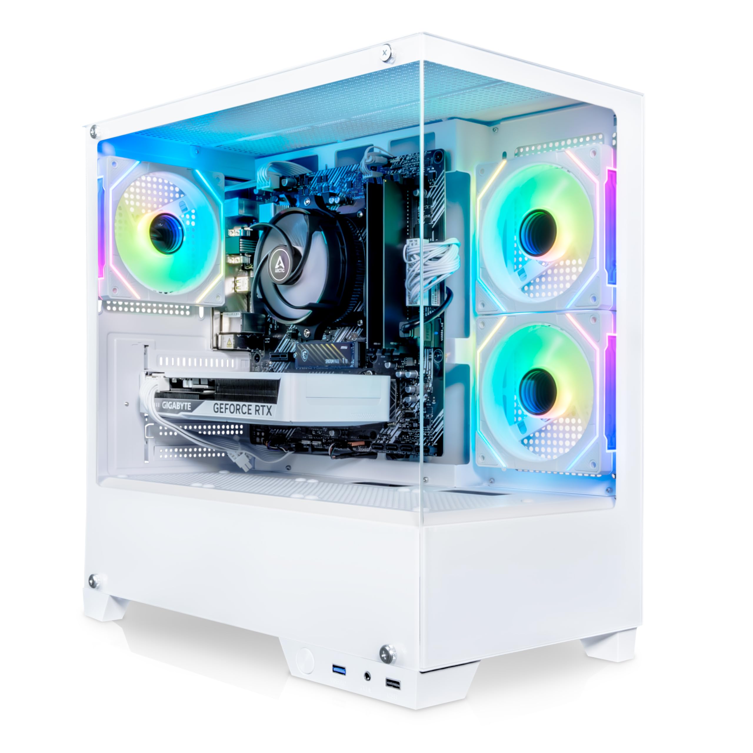 ADMI Gaming PC - AMD Ryzen 7 5700X - NVIDIA RTX 5060 8GB GDDR7 - DDR4 16GB - NVMe 1TB - WIFI - Charger RGB Case (White) - Windows 11
