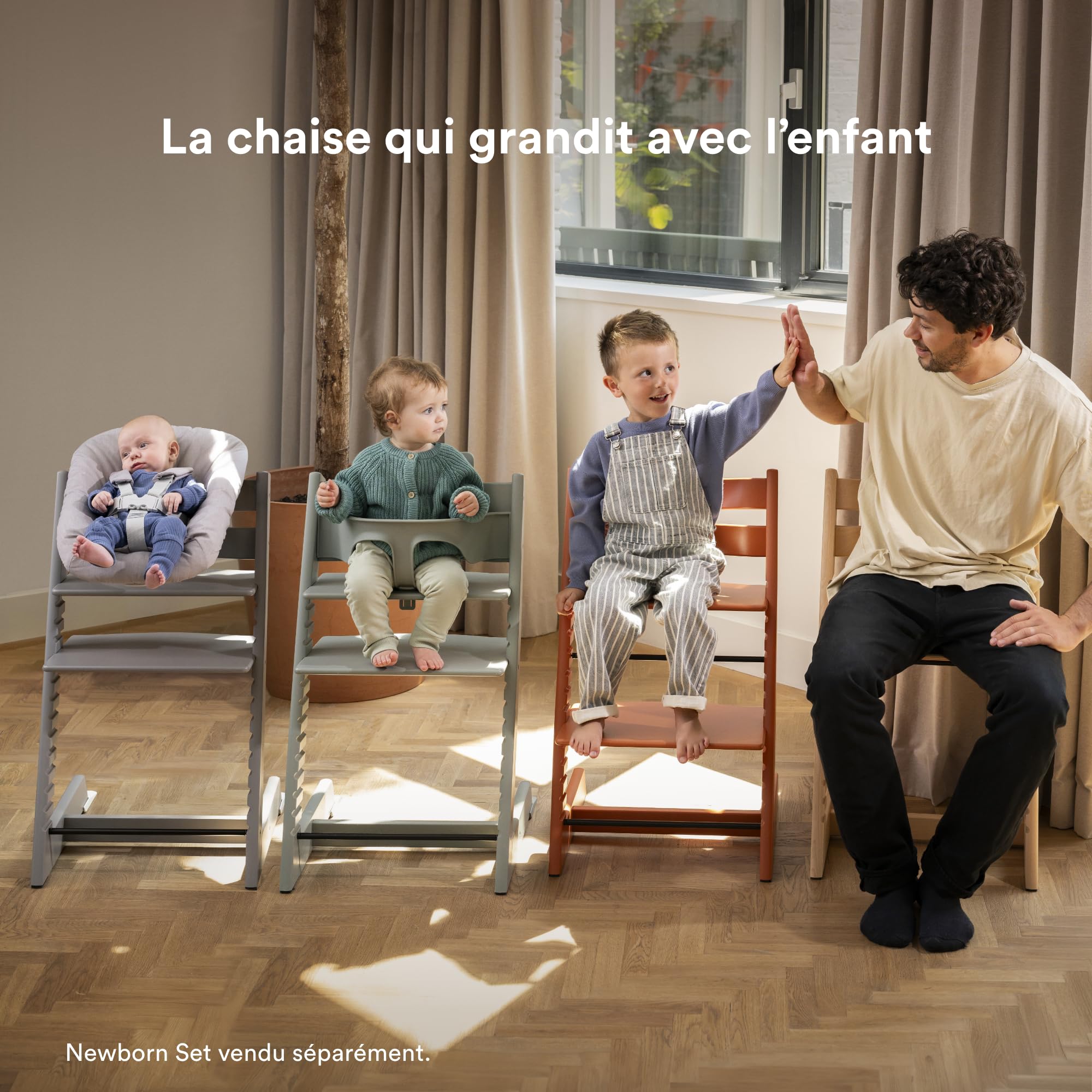 Chaise haute Tripp Trapp Stokke avec Baby Set, Blanc - Chaise évolutive et réglable, adaptable de la naissance à l’âge adulte - Pratique, confortable et ergonomique - Design classique