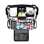 TOPDesign Universal Baby Stroller Organizer, Stroller Caddy with Detachable Mesh Bag & Heightened Insulated Cup Holders & Non-Slip Secure Hooks Accessories, Fits Most Strollers (Colorful Butterfly)