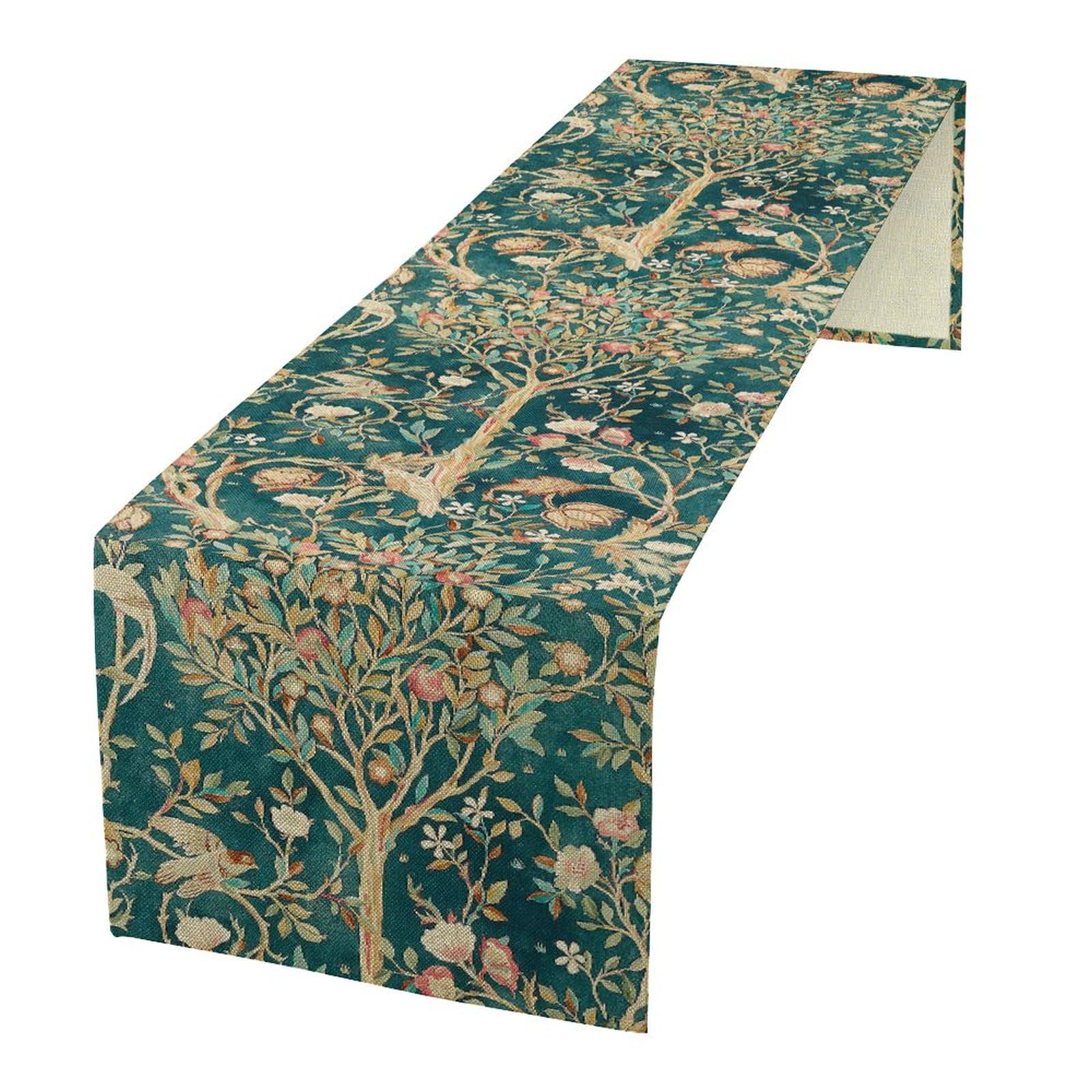William Morris Original Design Vintage Flowers Green Botanical Printed Table Runner Vintage Floral Table Runner for Dining Table Decor 13 x 36 Inch โ image 1