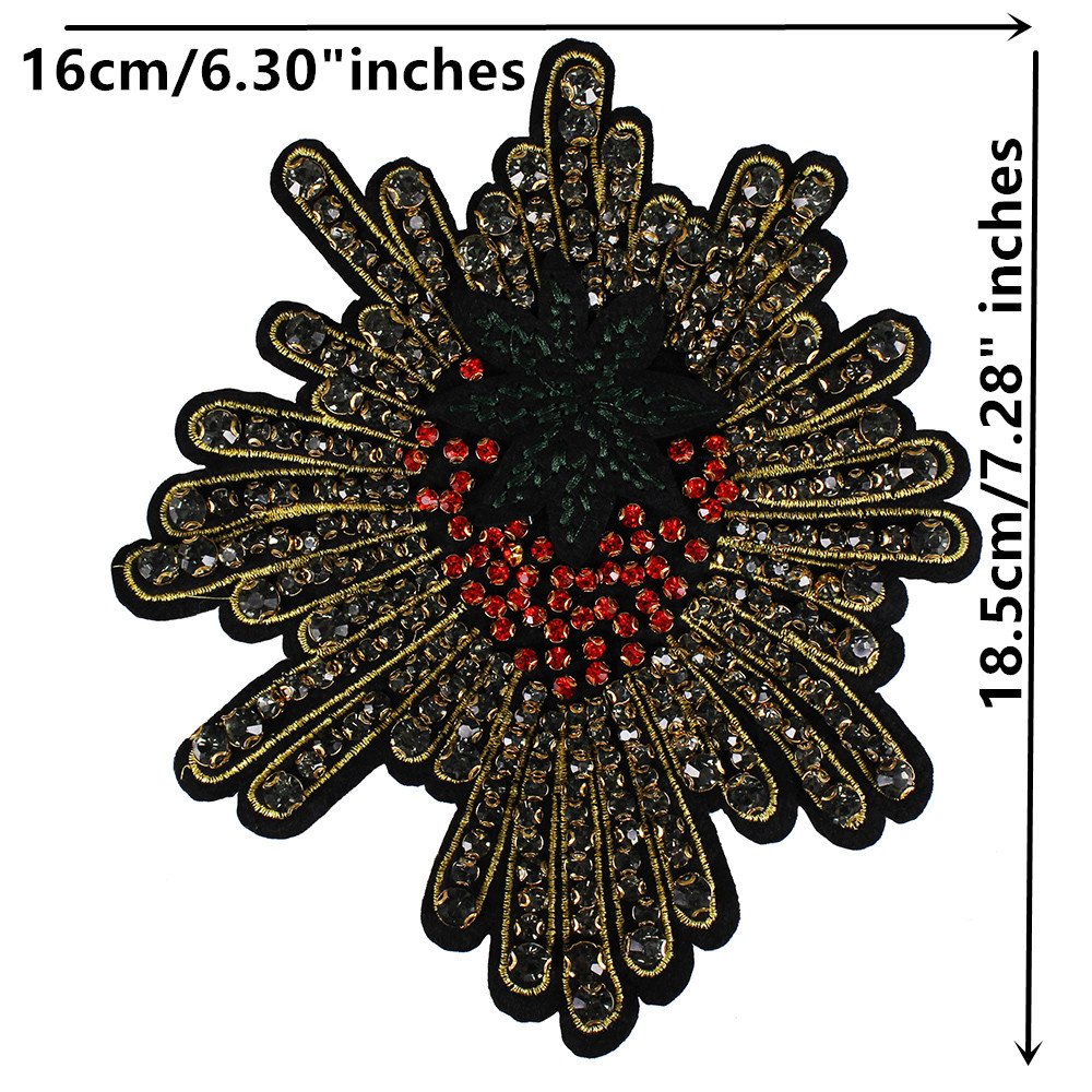 Applicazione Ricami In Strass Fatti A Mano Su Rete Bianca - Perline Di Cristallo Per Abiti E Accessori - Colore Champagne