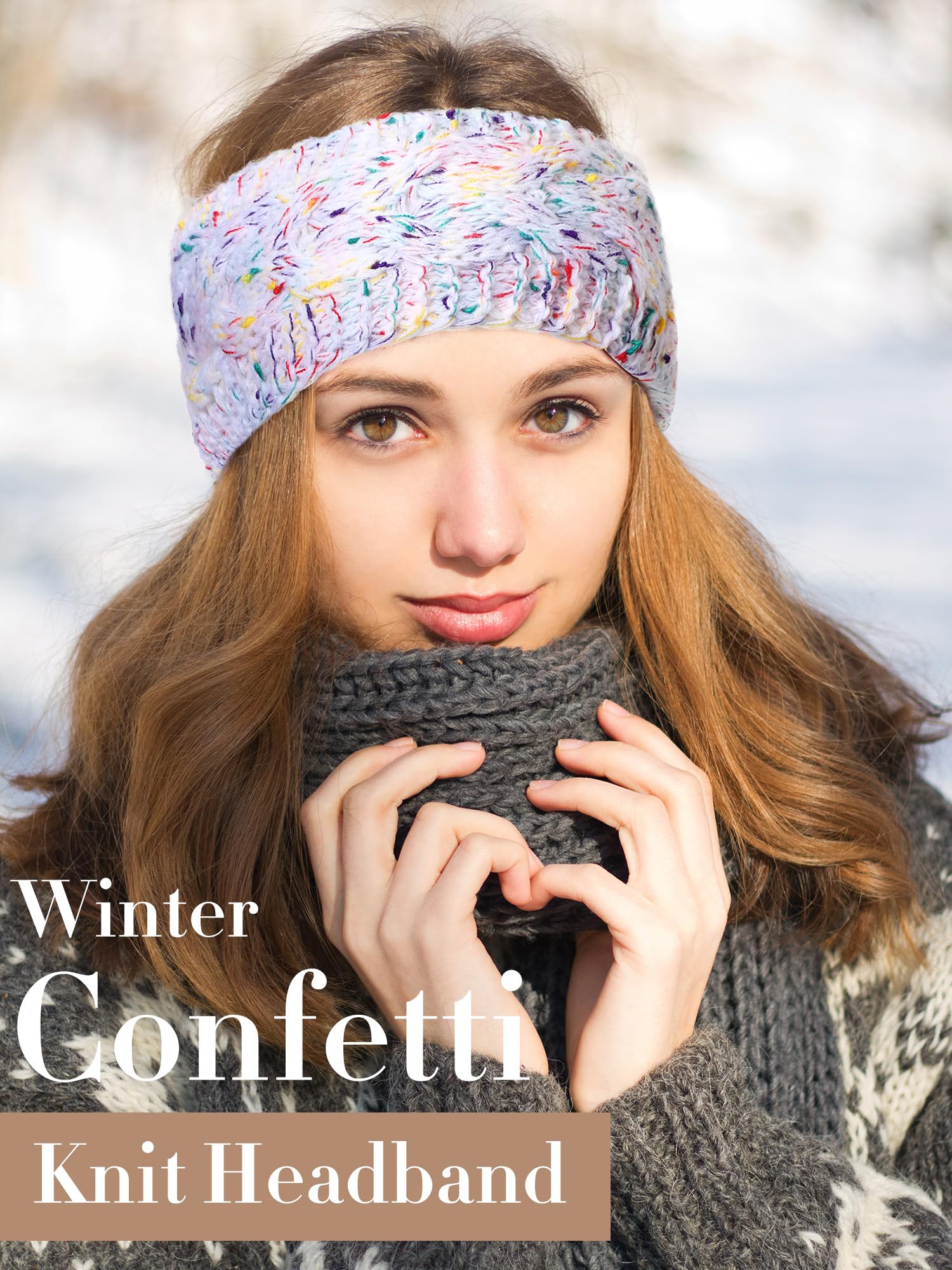 Geyoga Lot de 7 bandeaux d'hiver en tricot torsadé pour femme avec doublure en polaire pour temps froid (couleurs rétro)