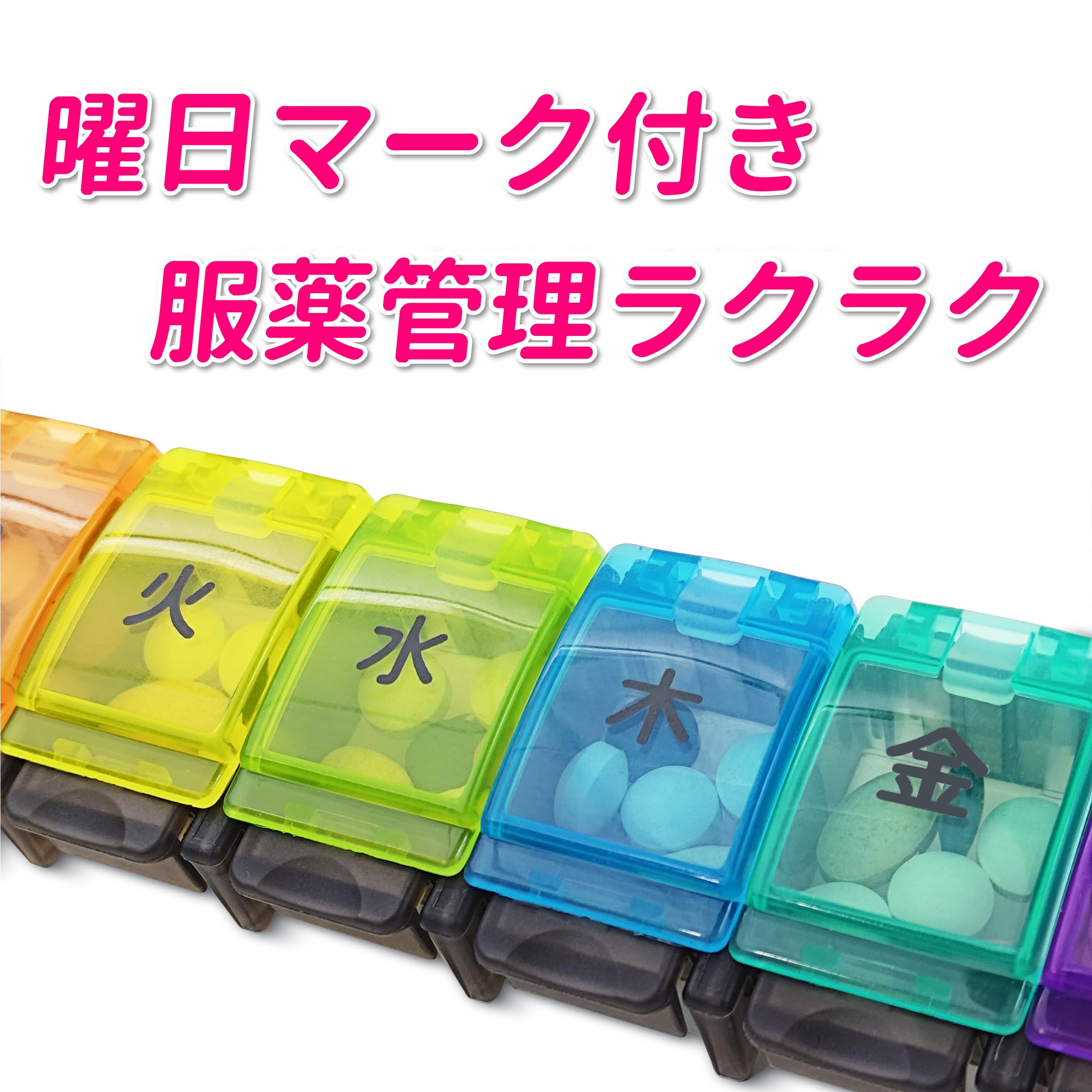 Amazon.co.jp: 着想堂【薄型20mm×ワンタッチ開閉】1週間分ピルケース