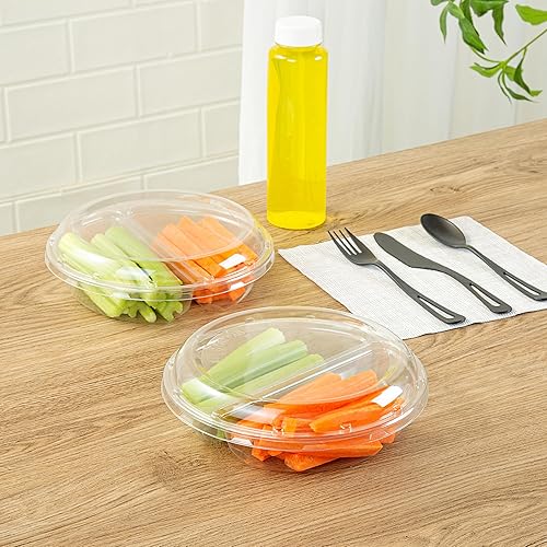 Miniatura 6 de Restaurantware Thermo Tek - Platos para servir de 7.5 x 2.4 pulgadas con tapas, 100 bandejas desechables para verduras, platos redondos de plástico