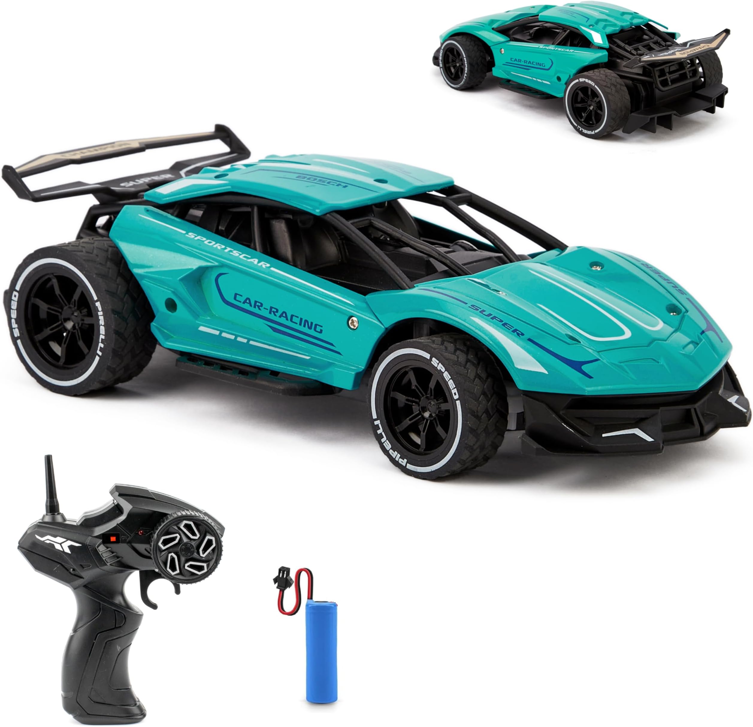 Alloy RC Remote Control Car - Rechargeable Battery, 1:20 Scale Grey Monster, Up to 10MPH with Precision 2.4Ghz Radio Remote Car, Durable Design for All Ages (Green)